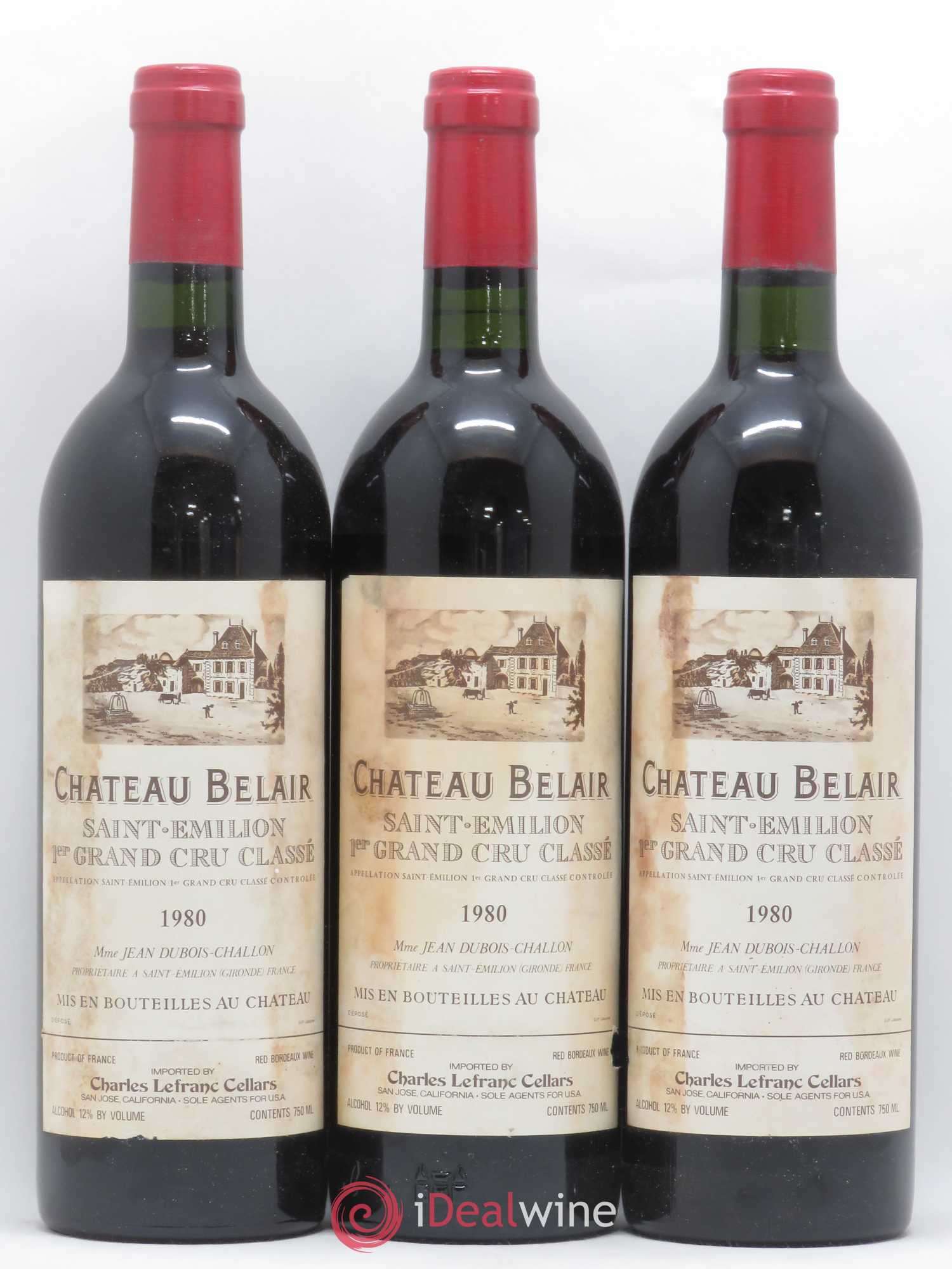 Château Belair (Belair-Monange) 1er Grand Cru Classé B 1980 - Lot de 3 bouteilles - 0