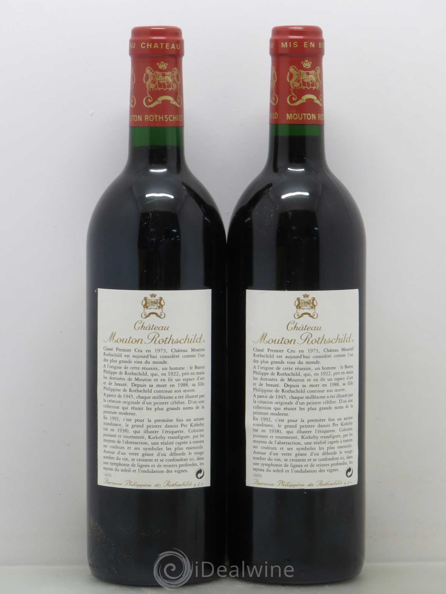 Château Mouton Rothschild 1er Grand Cru Classé 1992 - Lot de 2 bouteilles - 1