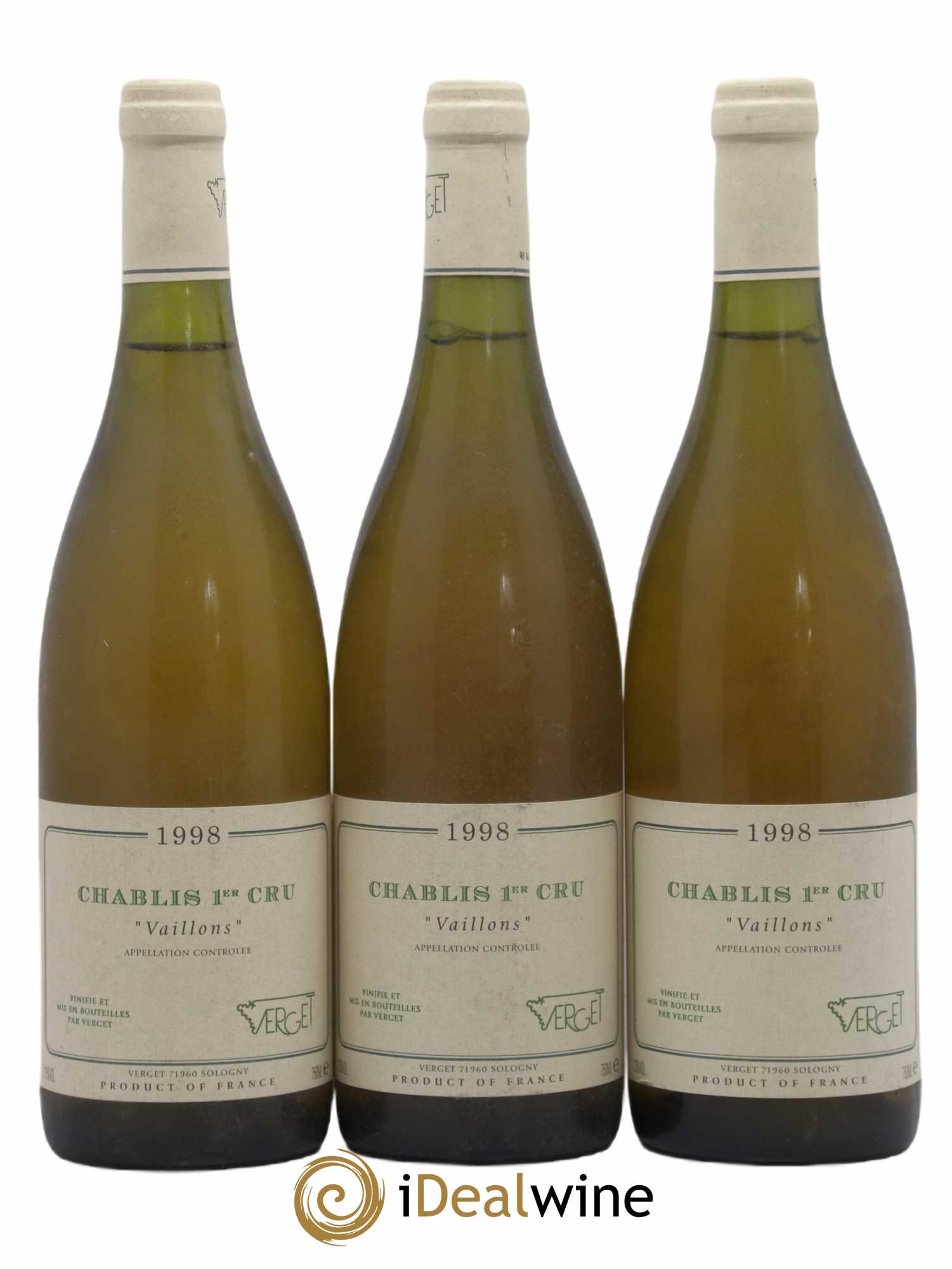 Chablis 1er Cru Vaillons Verget 1998 - Lot de 3 bouteilles - 0