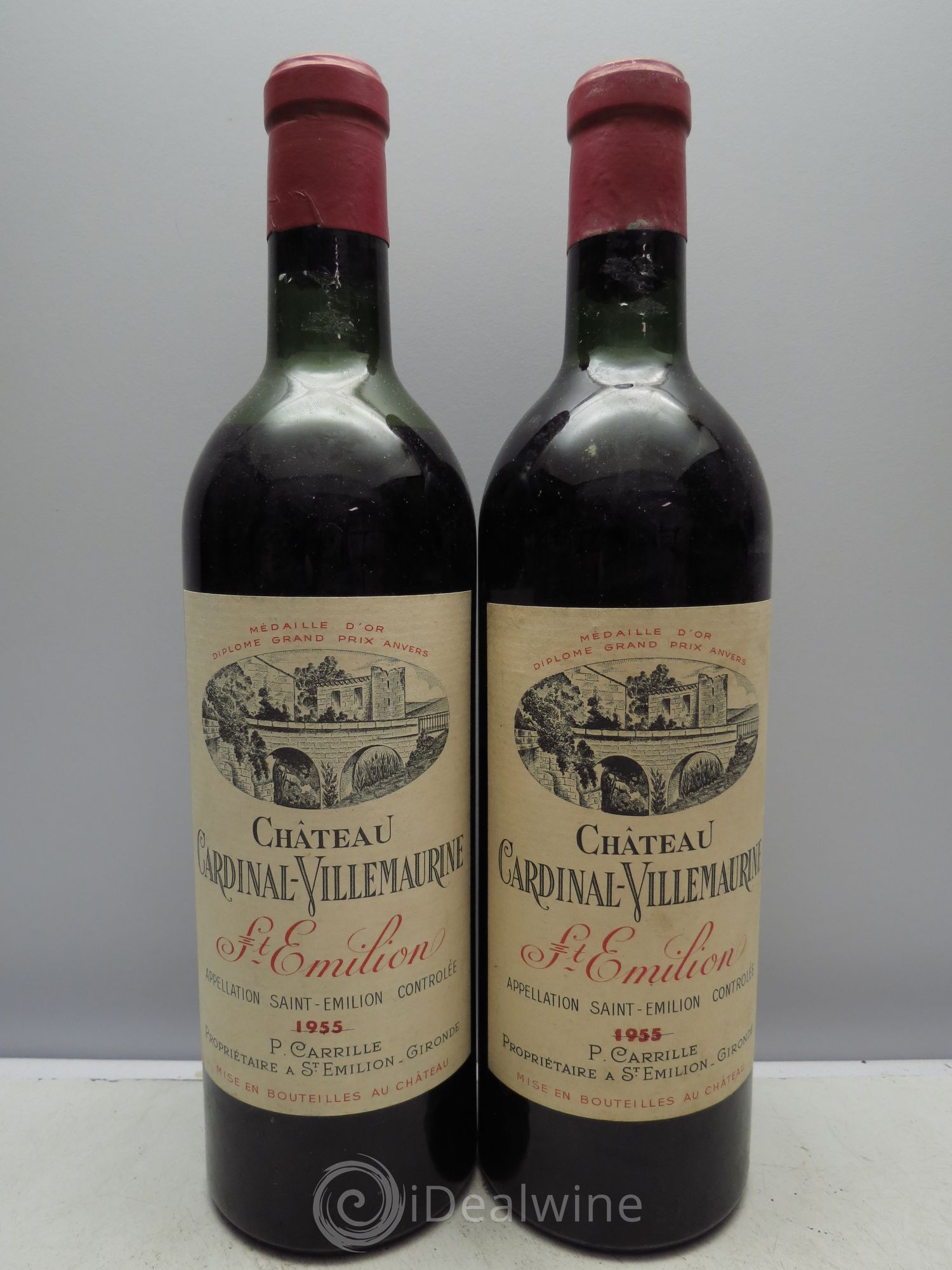 Saint-Émilion Château Cardinal Villemaurine 1955 - Lot de 2 bouteilles - 0