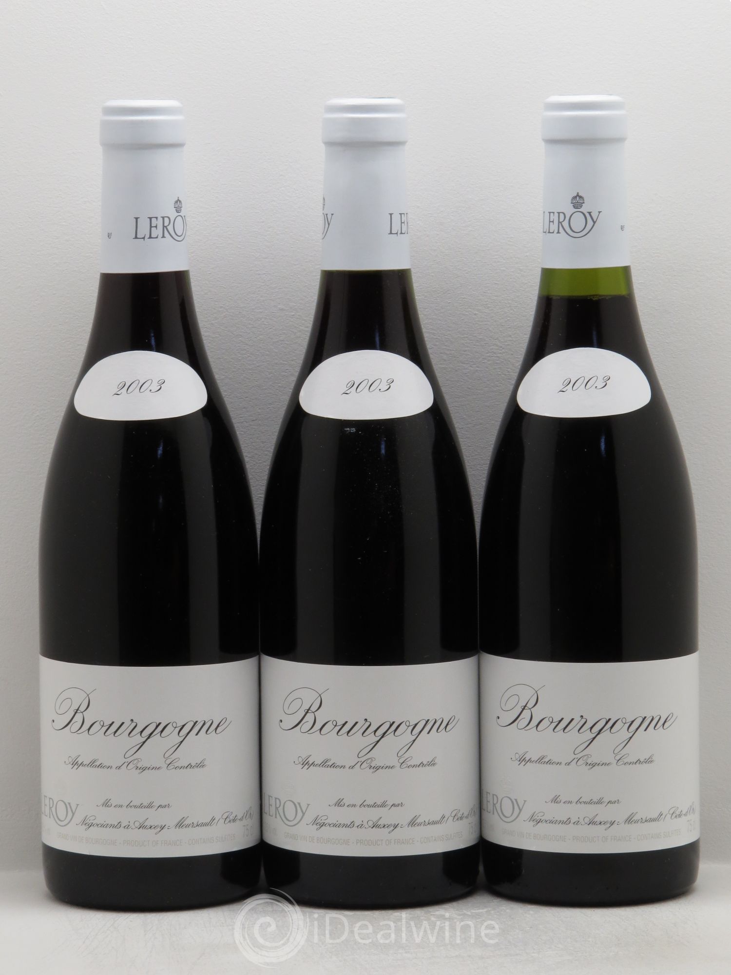Bourgogne Pinot Noir négoce Leroy 2003 - Posten von 3 Flaschen - 0