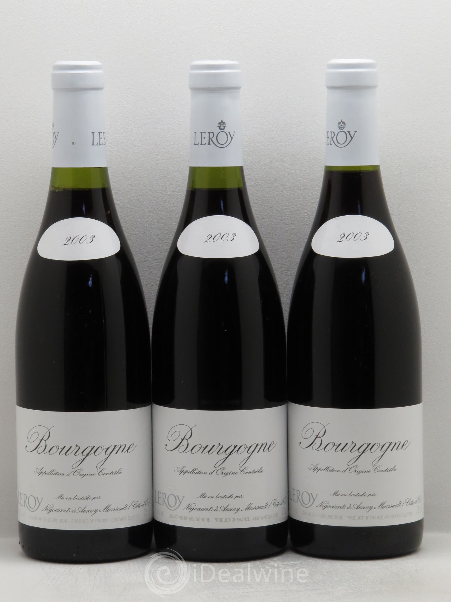 Bourgogne Pinot Noir négoce Leroy 2003 - Posten von 3 Flaschen - 0