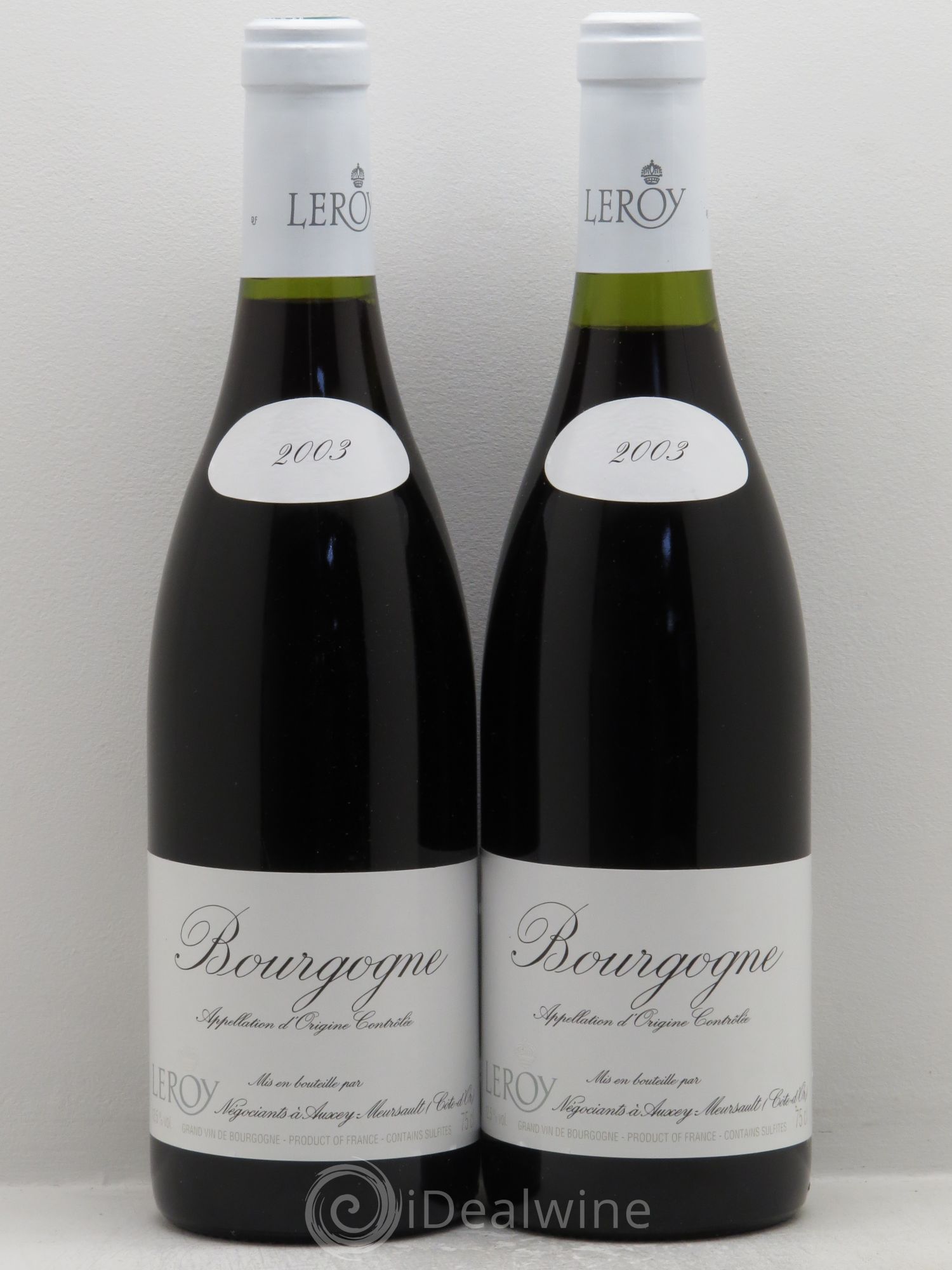 Bourgogne Pinot Noir négoce Leroy 2003 - Posten von 2 Flaschen - 0
