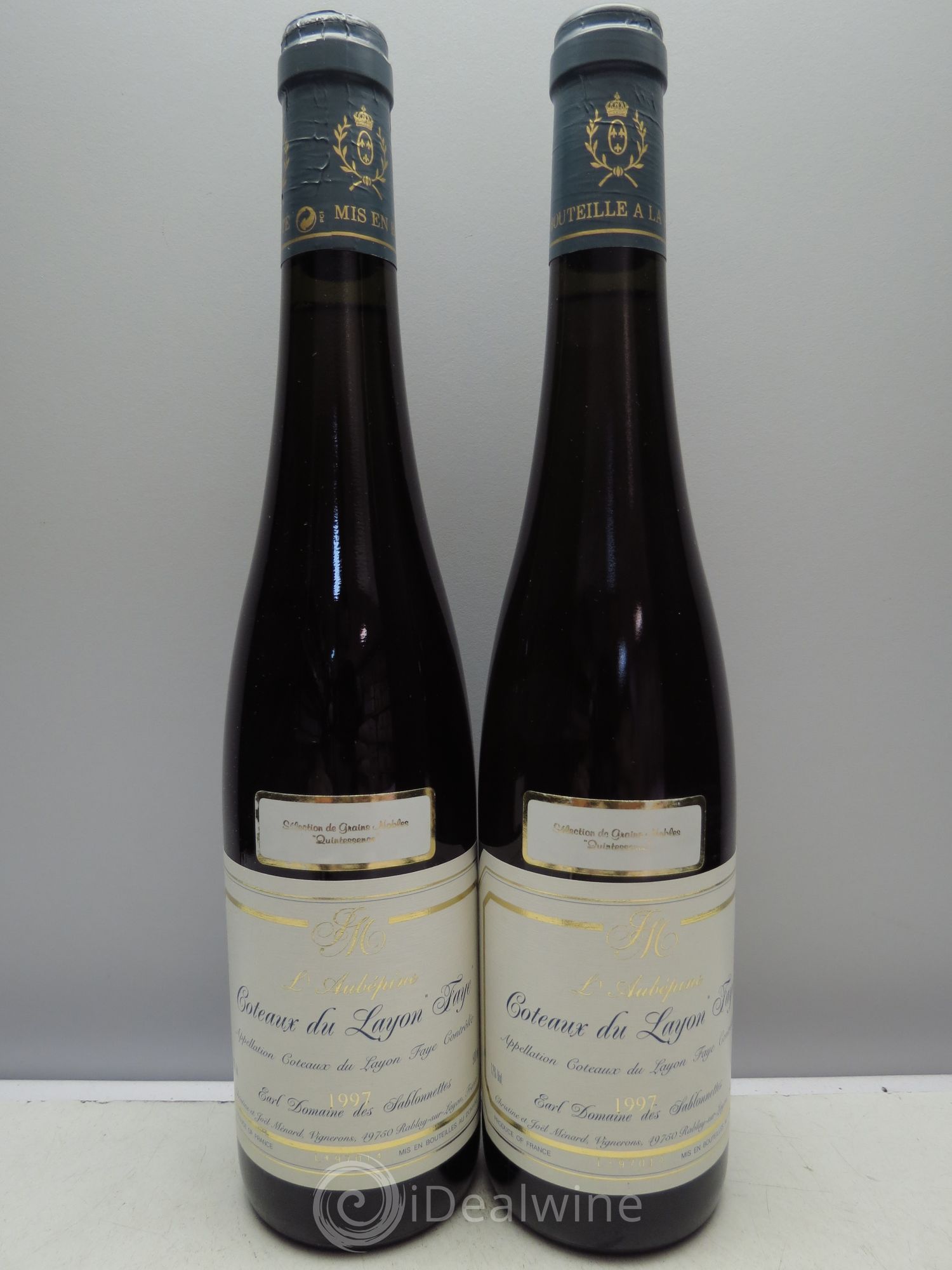 Coteaux du Layon L'Aubépine "Faye" Sélection de Grains Nobles Quintessence (50cl) 1997 - Lotto di 2 bottiglie - 0