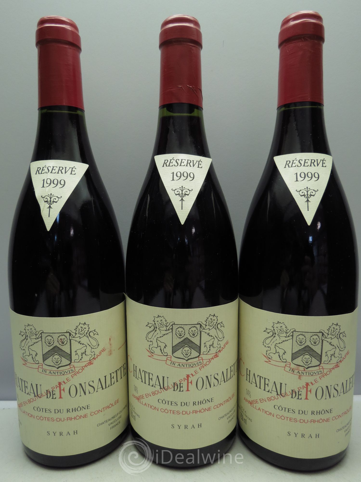 Côtes-du-Rhône Cuvée Syrah Château de Fonsalette 1999 - Lot de 3 bouteilles - 0
