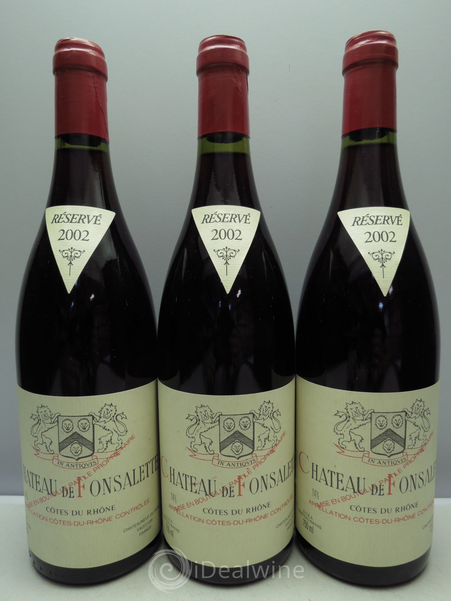 Côtes-du-Rhône Château de Fonsalette Emmanuel Reynaud 2002 - Lot de 3 bouteilles - 0