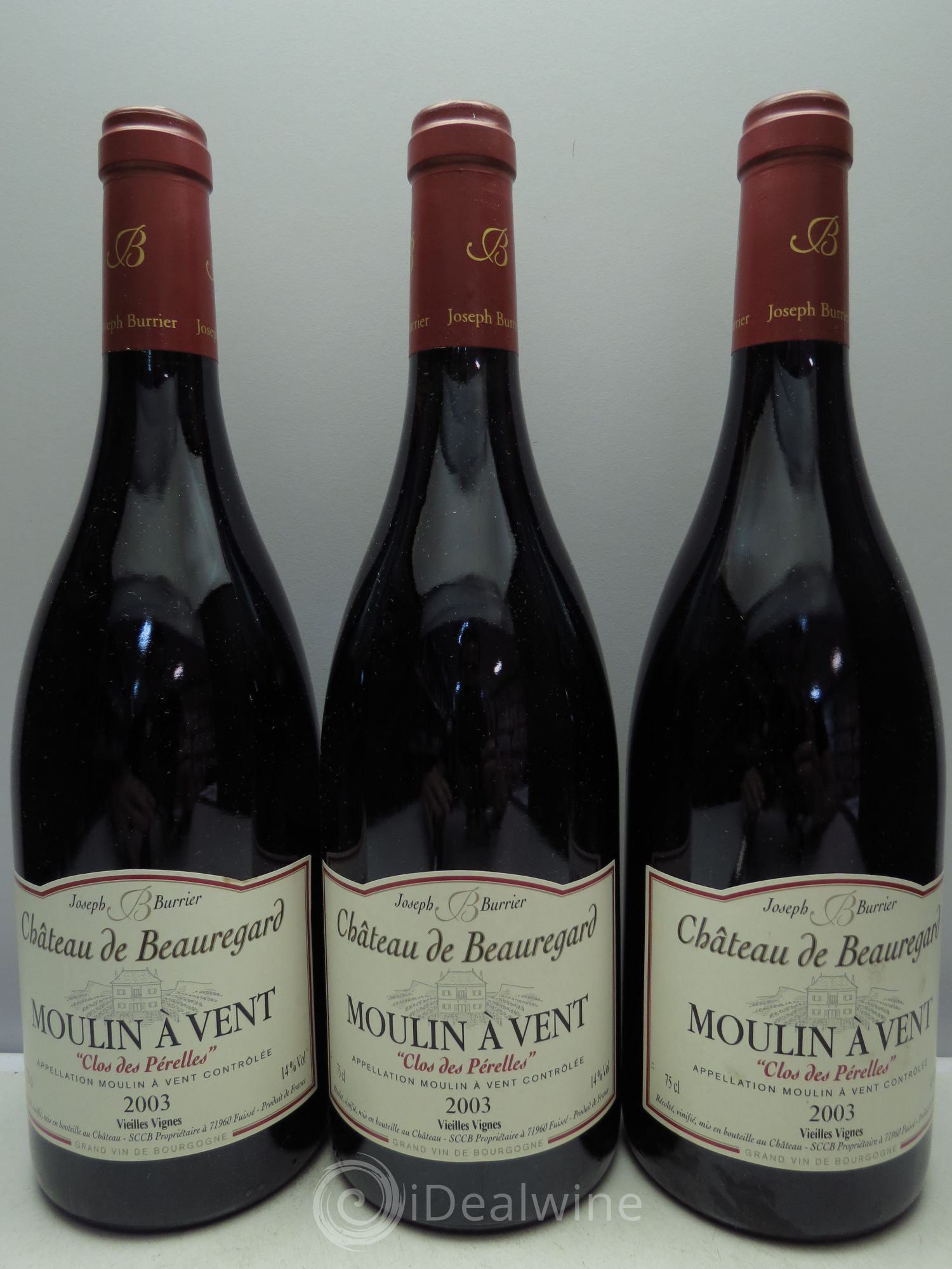Moulin-à-Vent Clos des Prelles Vieilles Vignes - Beauregard 2003 - Posten von 3 Flaschen - 0