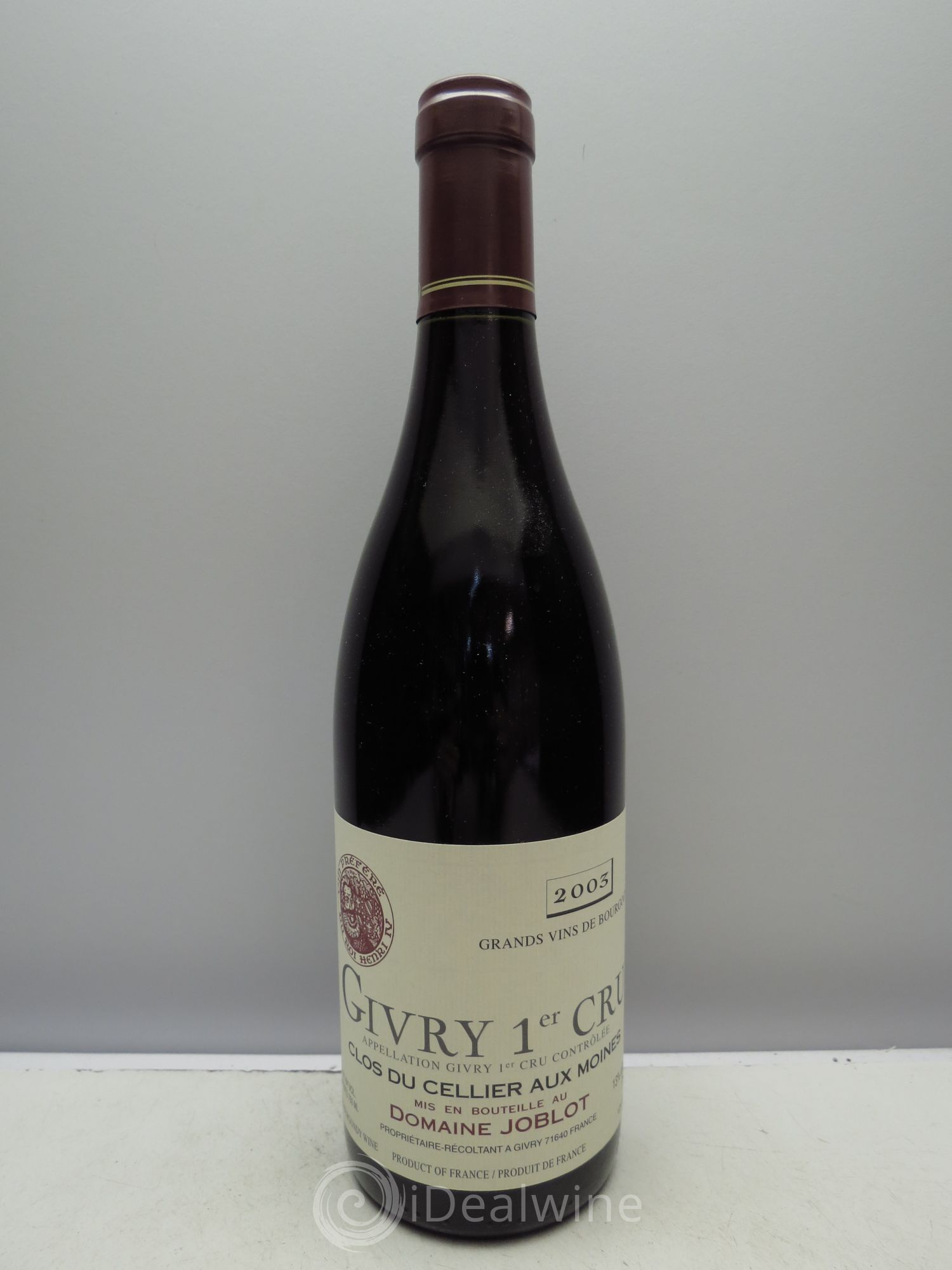 Givry 1er Cru Clos du Cellier aux Moines Joblot (Domaine) 2003 - Lot de 6 bouteilles - 0