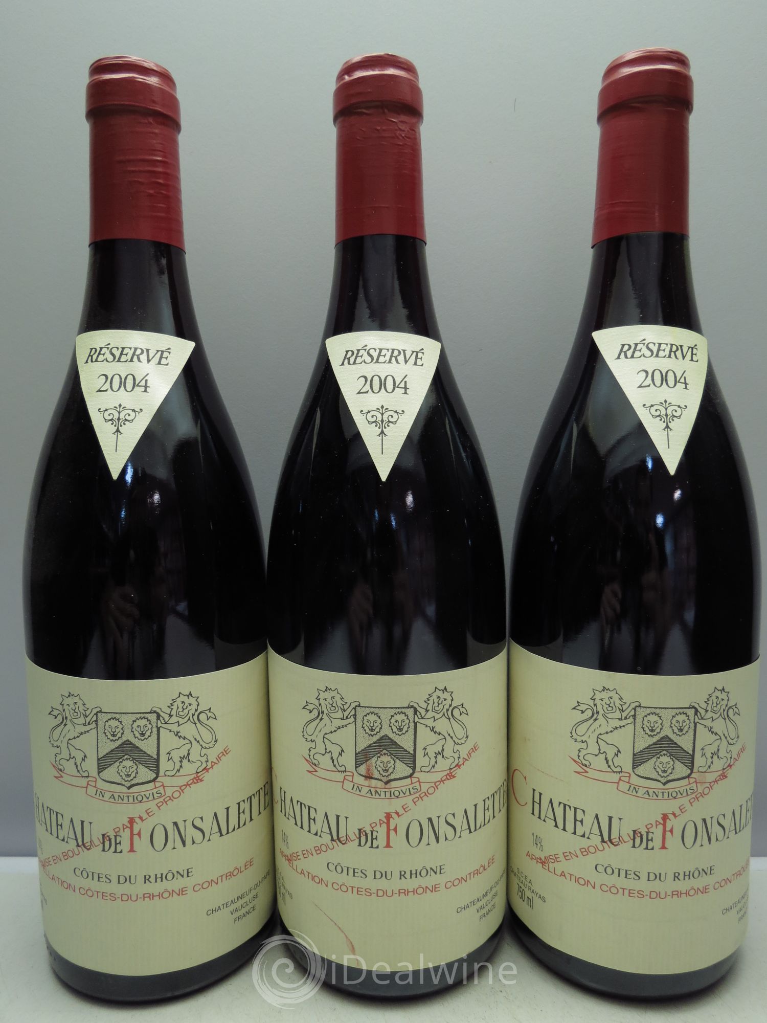 Côtes-du-Rhône Château de Fonsalette Emmanuel Reynaud 2004 - Lot de 3 bouteilles - 0