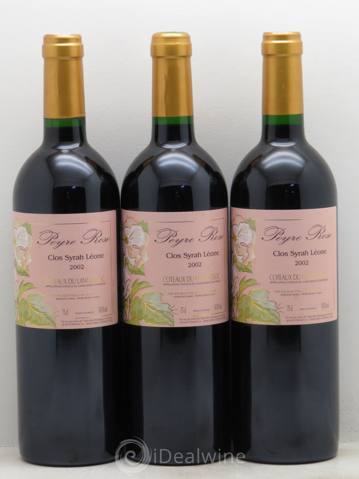 Coteaux du Languedoc Domaine Peyre Rose Belle Léone (anciennement Syrah Léone) Marlène Soria 2002 - Lot de 3 bouteilles - 0