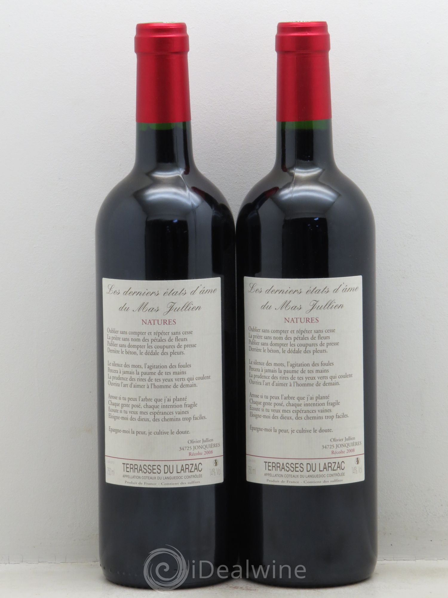 Terrasses du Larzac Mas Jullien Les Etats d'Ame du Mas Jullien Olivier Jullien 2008 - Lot de 2 bouteilles - 0