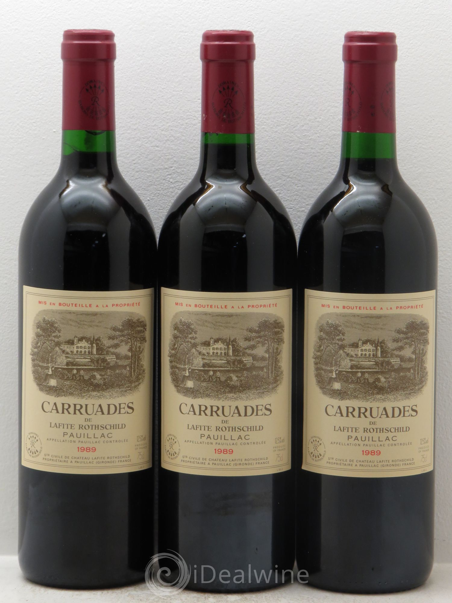Carruades de Lafite Rothschild Second Vin 1989 - Lot de 3 bouteilles - 0