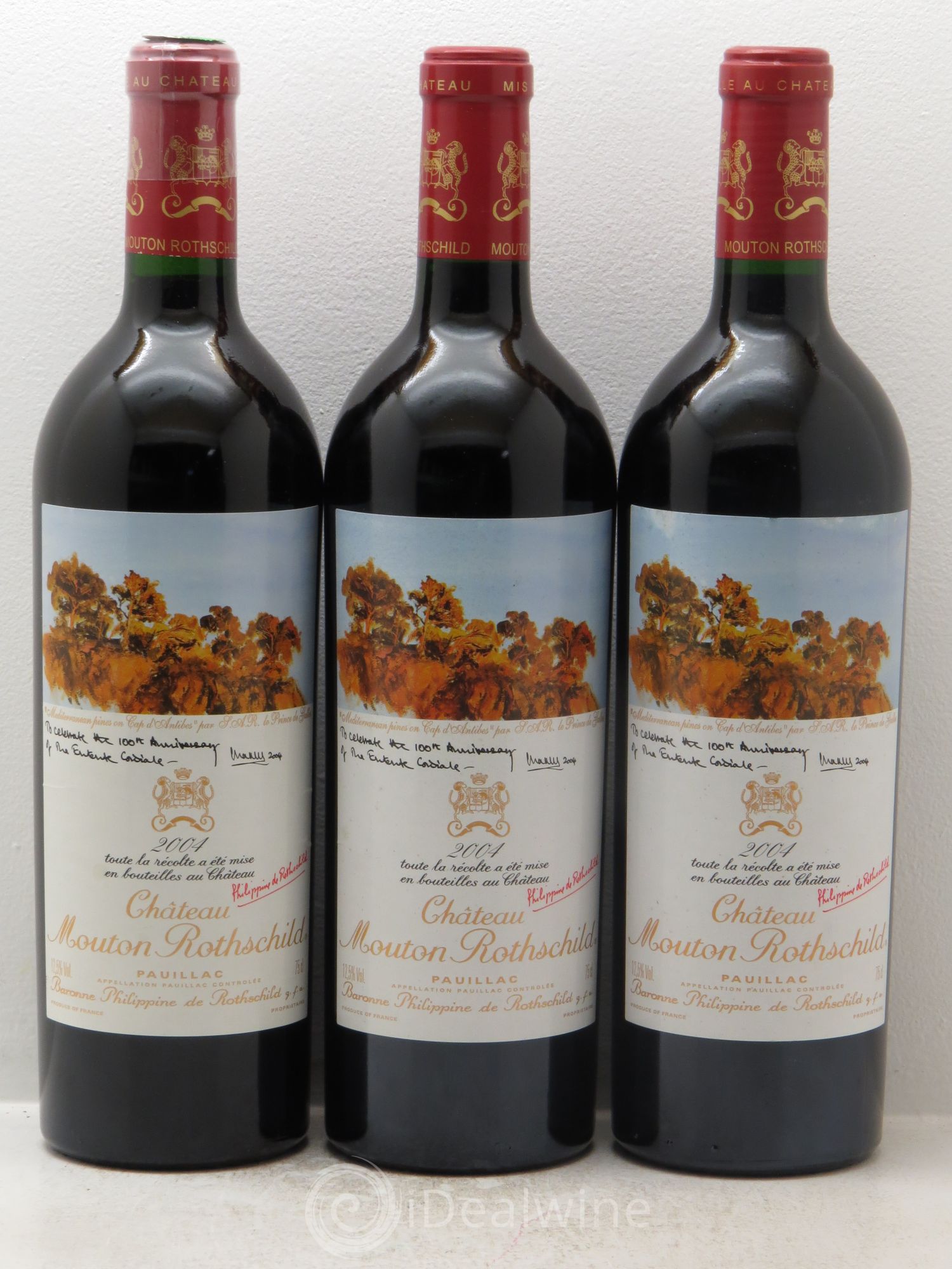 Château Mouton Rothschild 1er Grand Cru Classé 2004 - Lot de 3 bouteilles - 0