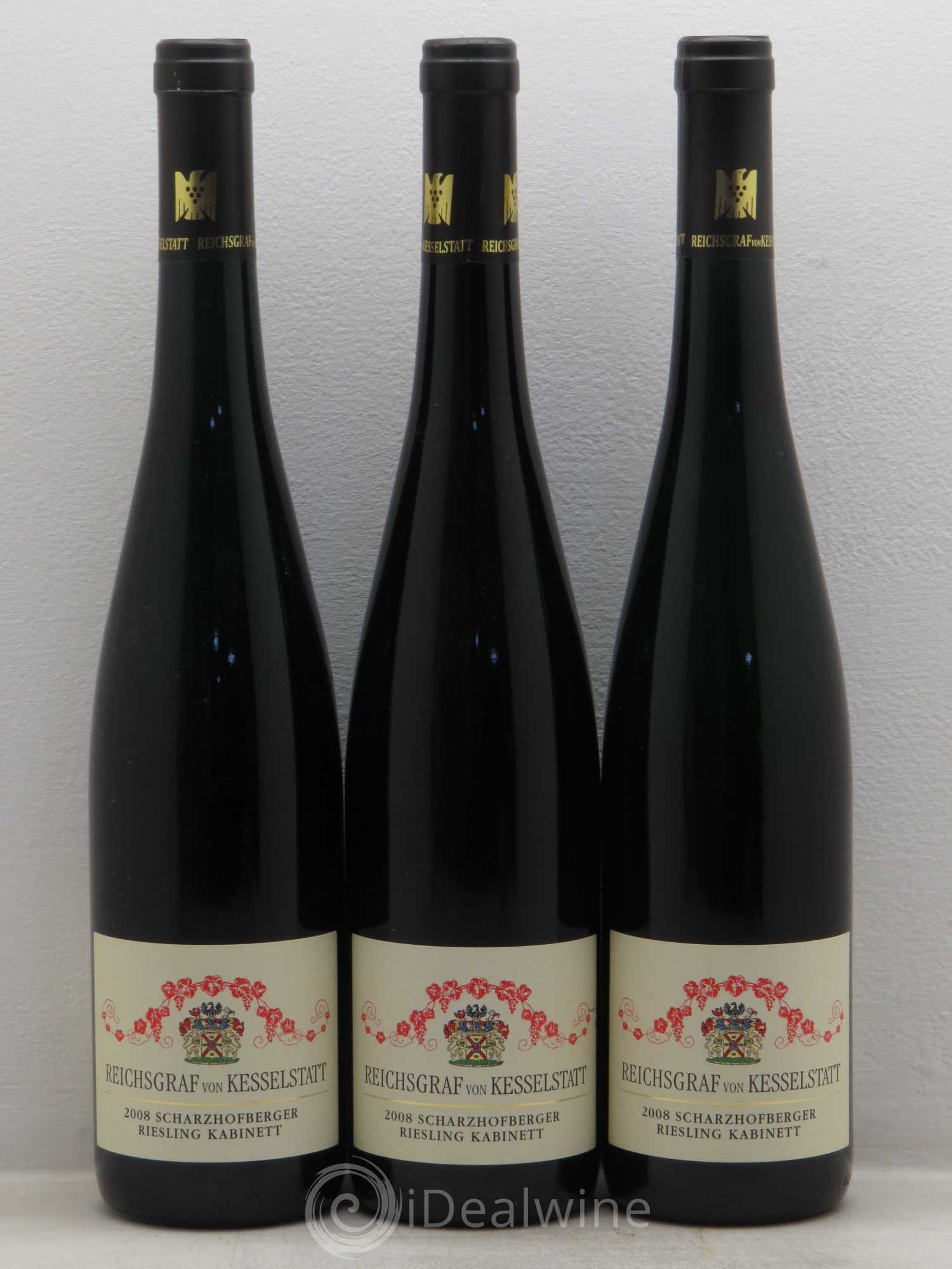 Riesling Reichsgraf Von Kesselstatt Riesling Kabinett Scharzhofberger (Mosel) (sans prix de réserve) 2008 - Posten von 3 Flaschen - 0