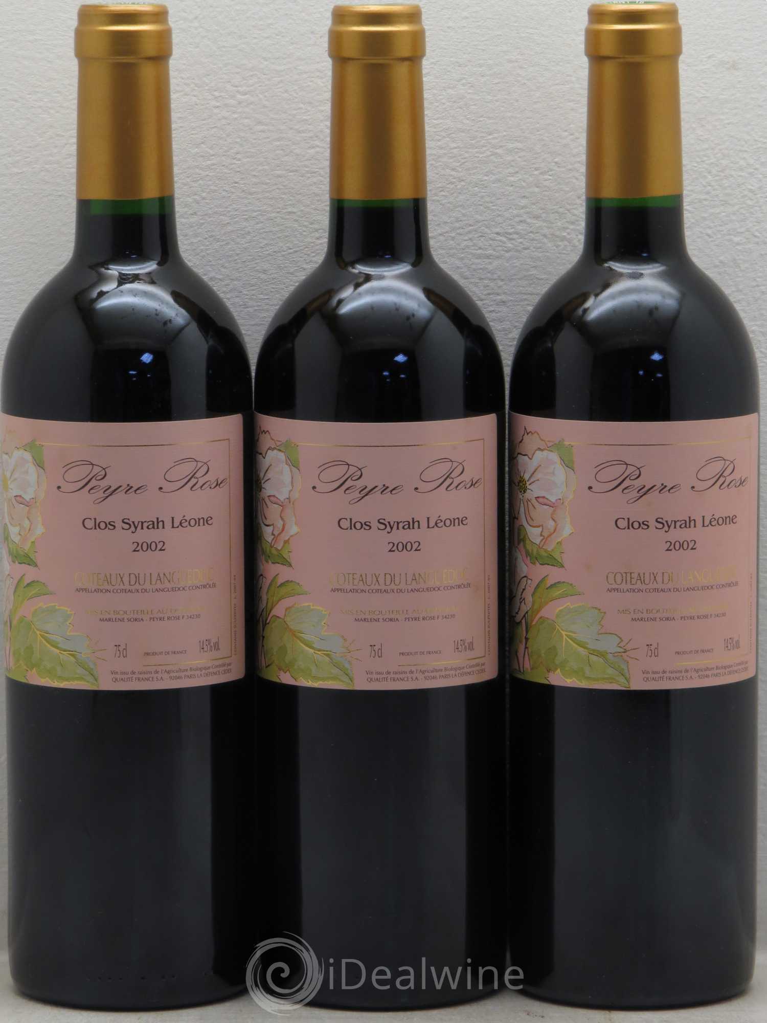 Coteaux du Languedoc Domaine Peyre Rose Belle Léone (anciennement Syrah Léone) Marlène Soria (sans prix de réserve) 2002 - Lot de 3 bouteilles - 0