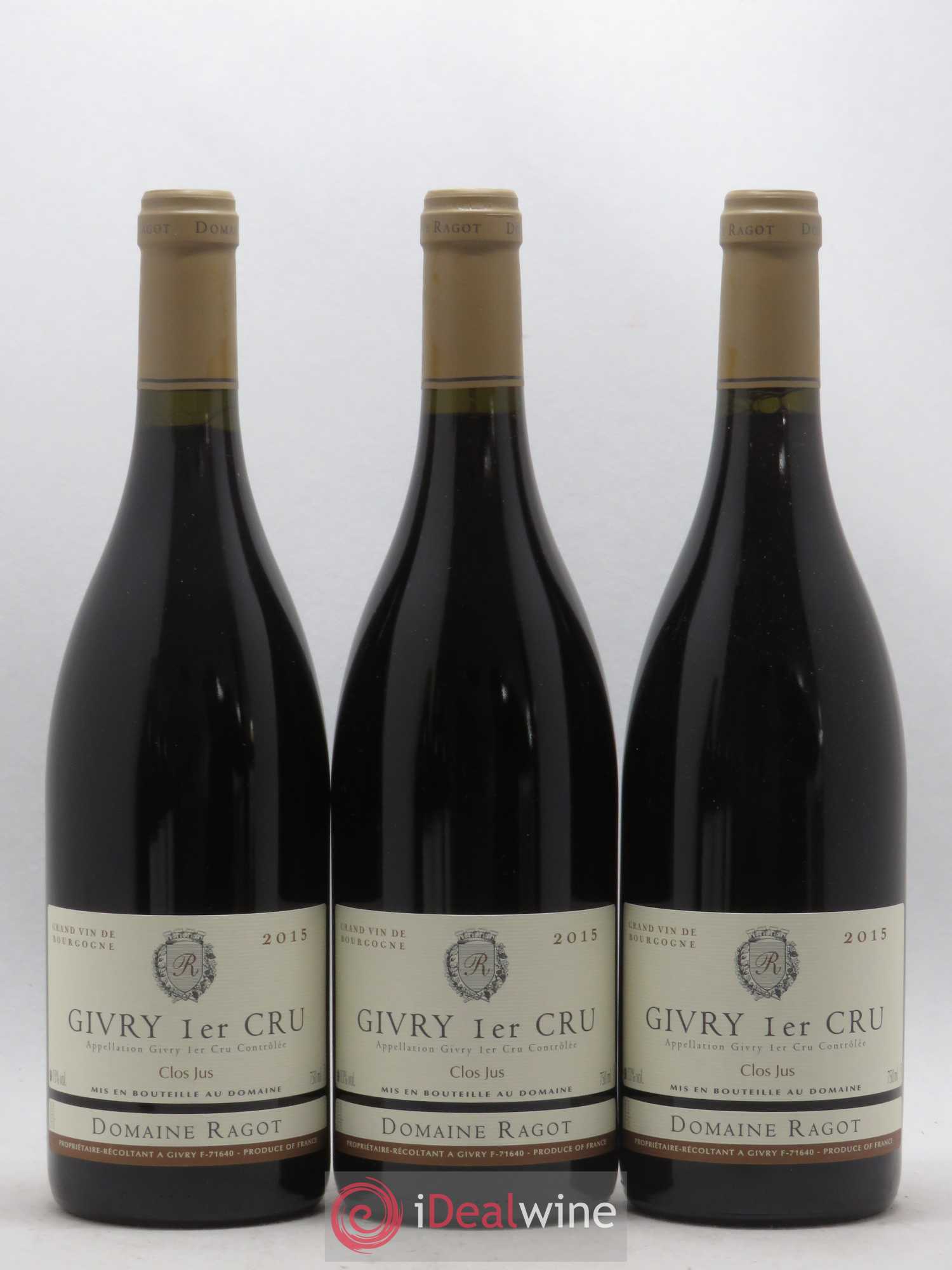 Givry 1er Cru Clos Jus Ragot (Domaine) 2015 - Lot of 3 bottles - 0