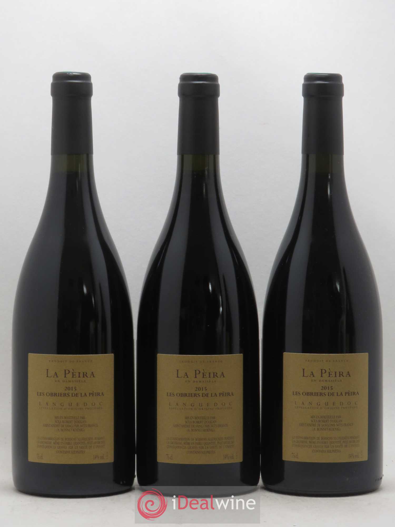 Terrasses du Larzac Domaine de La Pèira en Damaisèla Les Obriers de la Pèira Karine Ahton et Robert Dougan 2015 - Lot de 3 bouteilles - 1