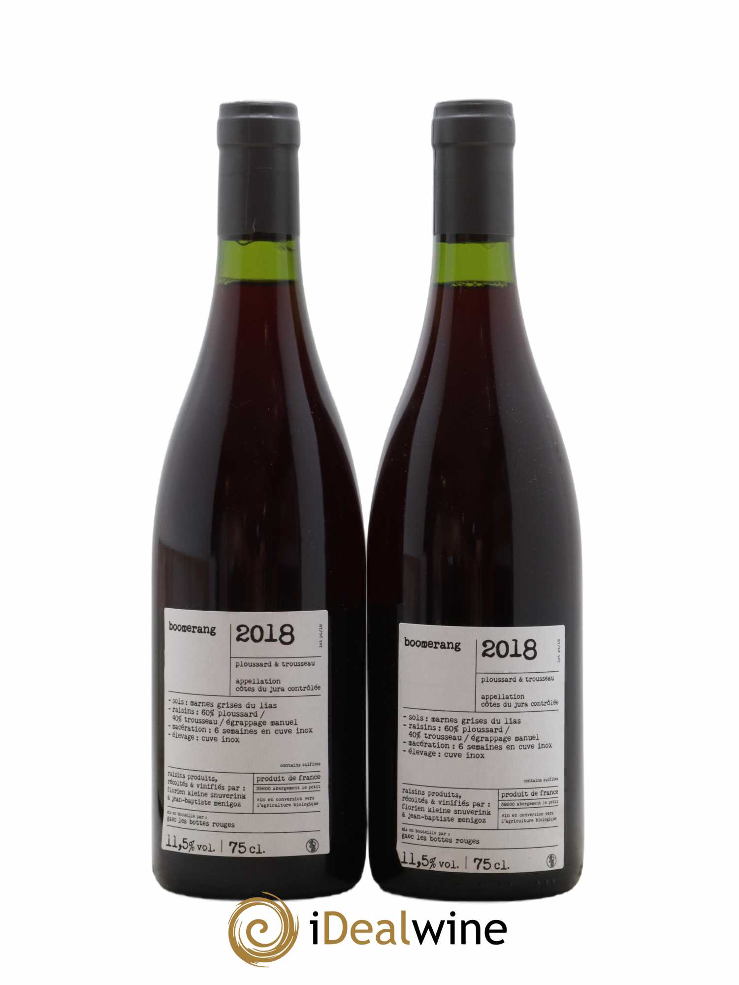 Côtes du Jura Boomerang Trousseau Les Bottes Rouges 2018 - Lot de 2 bouteilles - 1