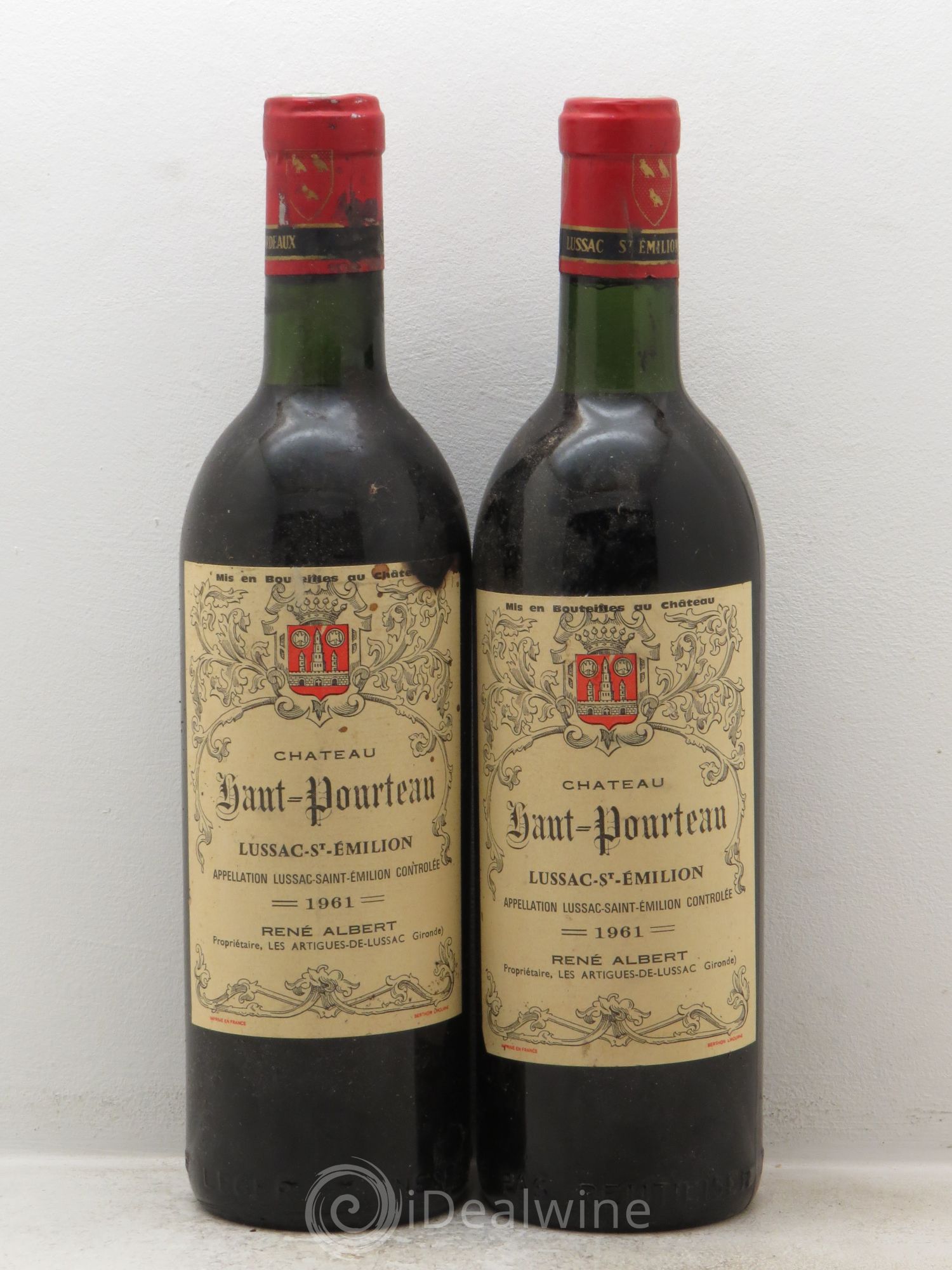 Bordeaux Lussac Saint Emilion Château Haut Pourteau 1961 - Posten von 2 Flaschen - 0