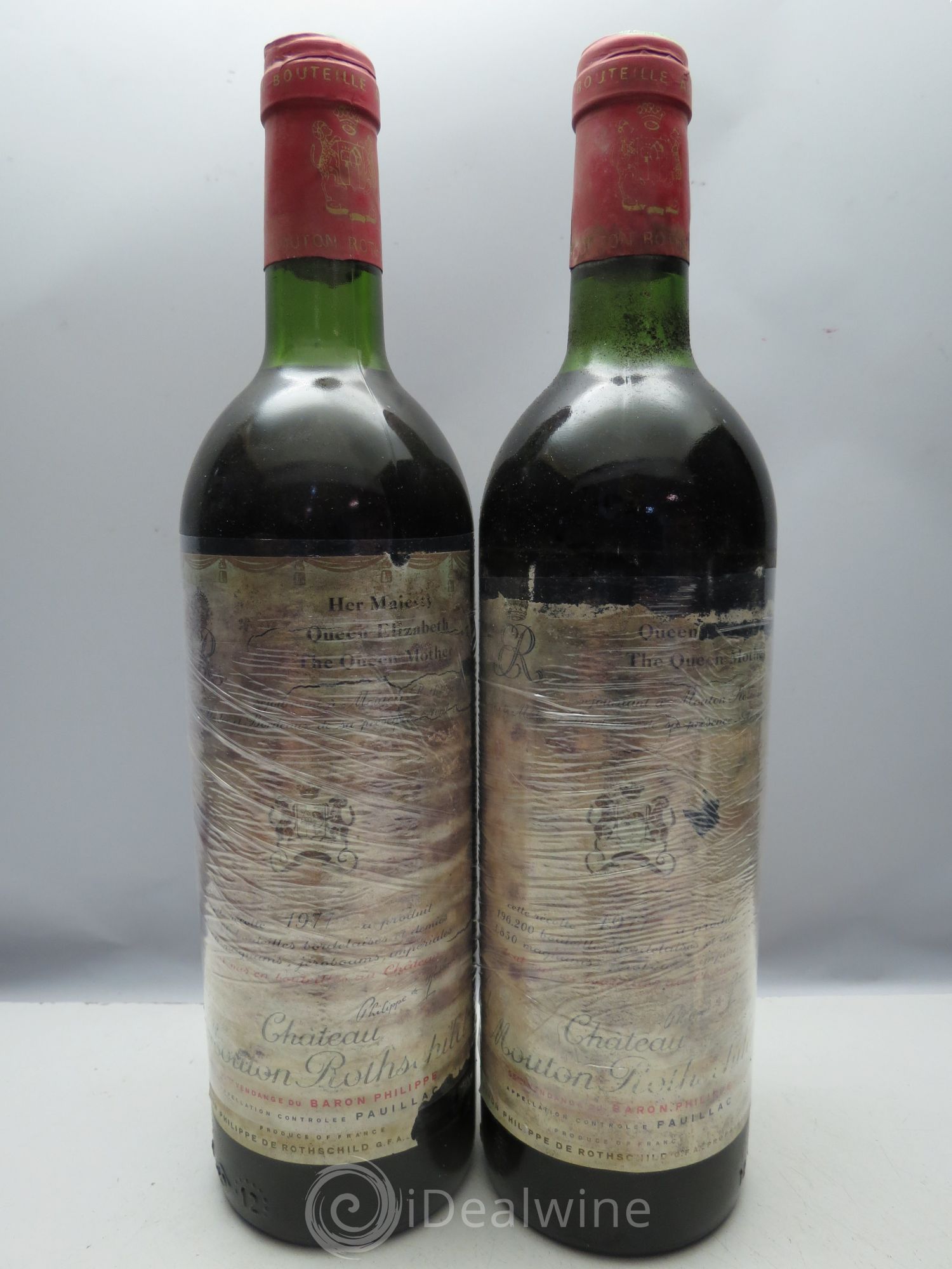 Château Mouton Rothschild 1er Grand Cru Classé (5 bas goulot, 1 lég.bas)(CB sans couvercle) 1977 - Posten von 12 Flaschen - 3