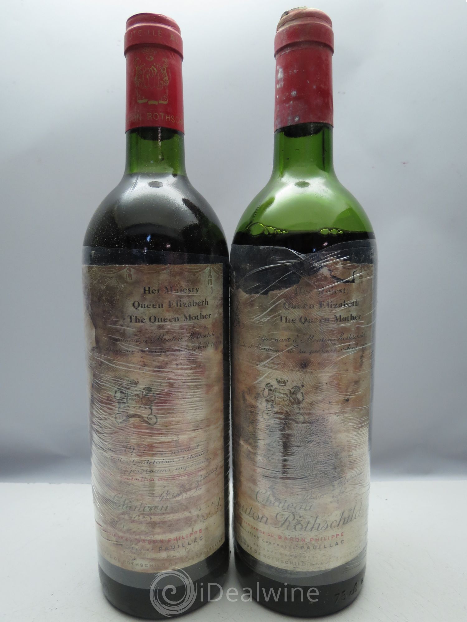 Château Mouton Rothschild 1er Grand Cru Classé (5 bas goulot, 1 lég.bas)(CB sans couvercle) 1977 - Posten von 12 Flaschen - 5