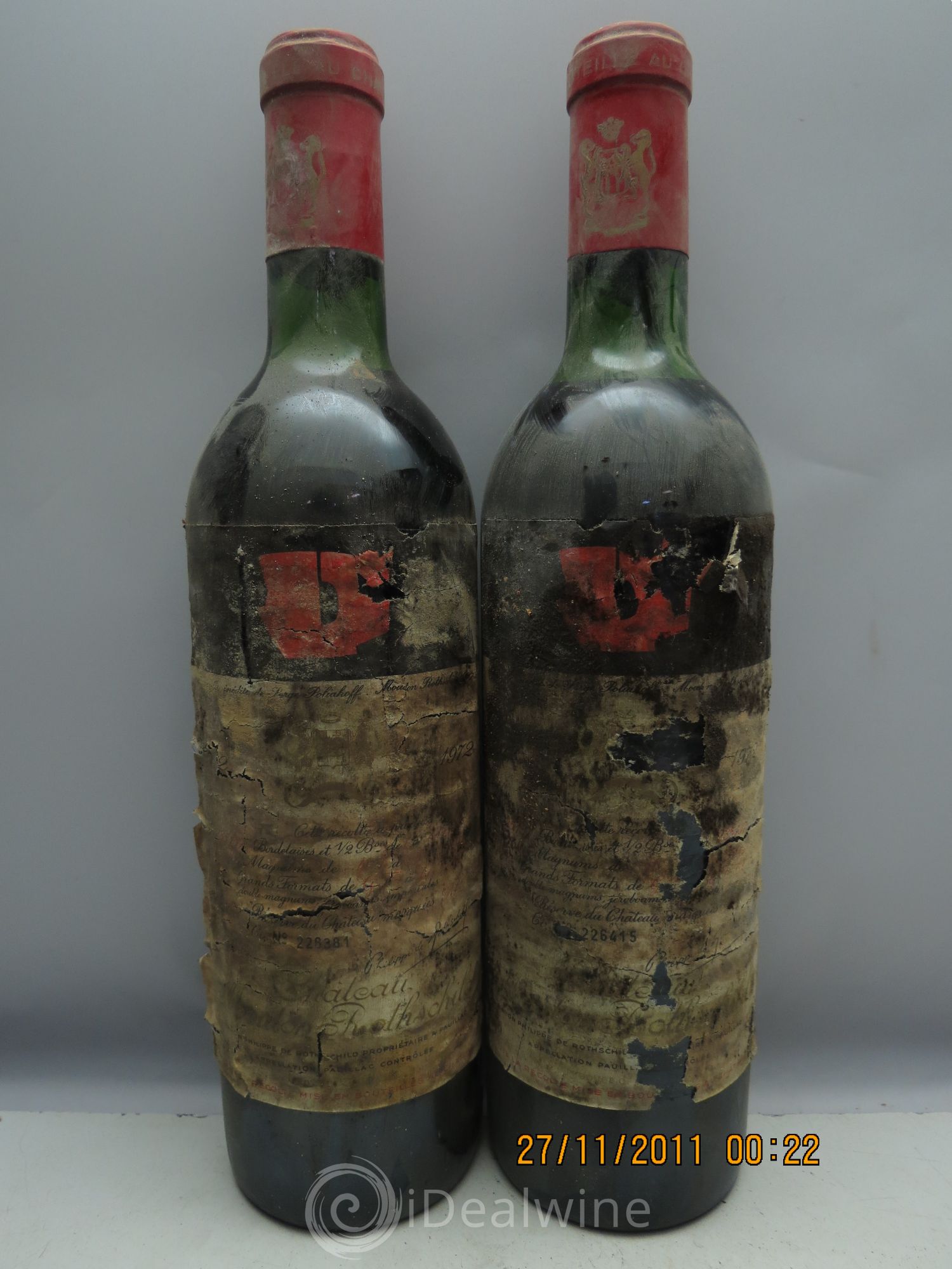 Château Mouton Rothschild 1er Grand Cru Classé 1972 - Lot de 6 bouteilles - 0