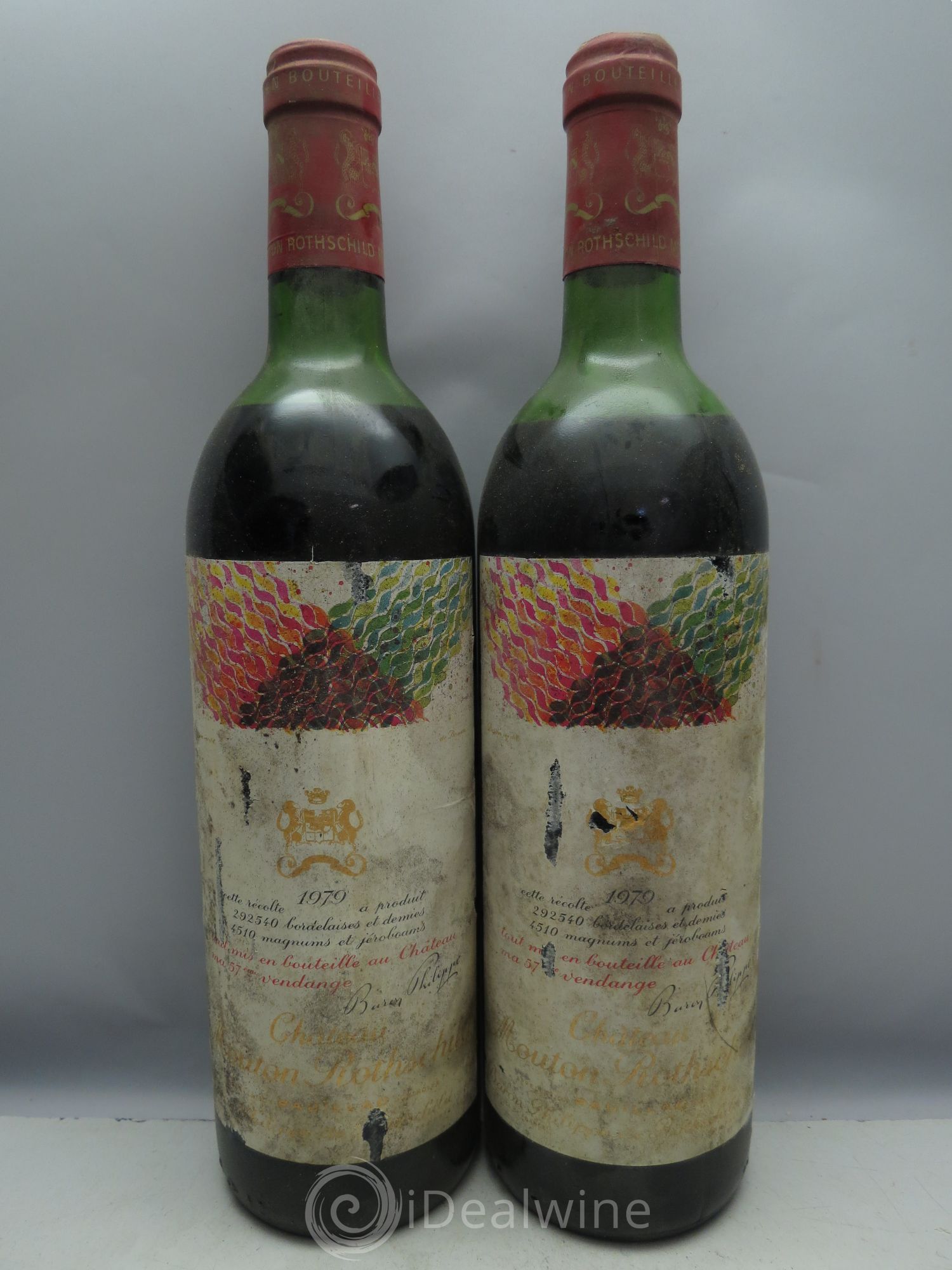 Château Mouton Rothschild 1er Grand Cru Classé (CB sans couvercle)(1 mi-epaule) 1979 - Posten von 12 Flaschen - 0