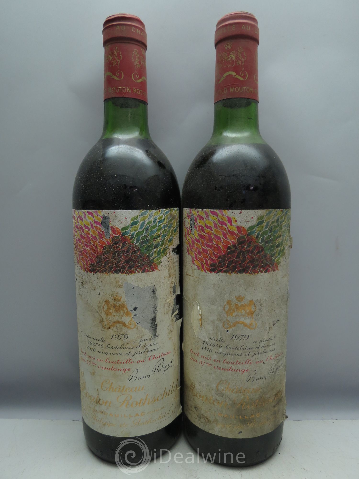 Château Mouton Rothschild 1er Grand Cru Classé (CB sans couvercle)(1 mi-epaule) 1979 - Posten von 12 Flaschen - 2