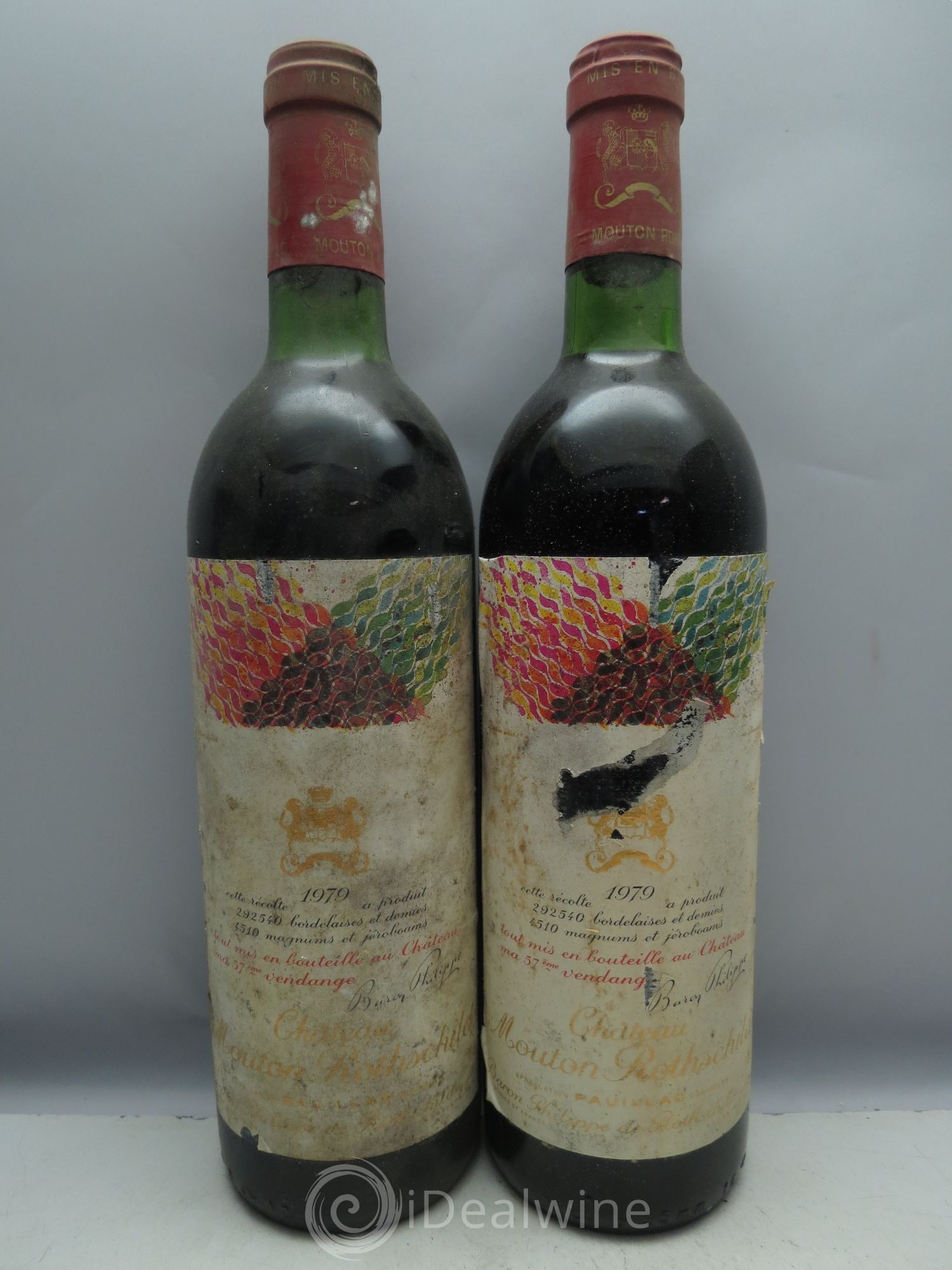 Château Mouton Rothschild 1er Grand Cru Classé (CB sans couvercle)(1 mi-epaule) 1979 - Posten von 12 Flaschen - 3