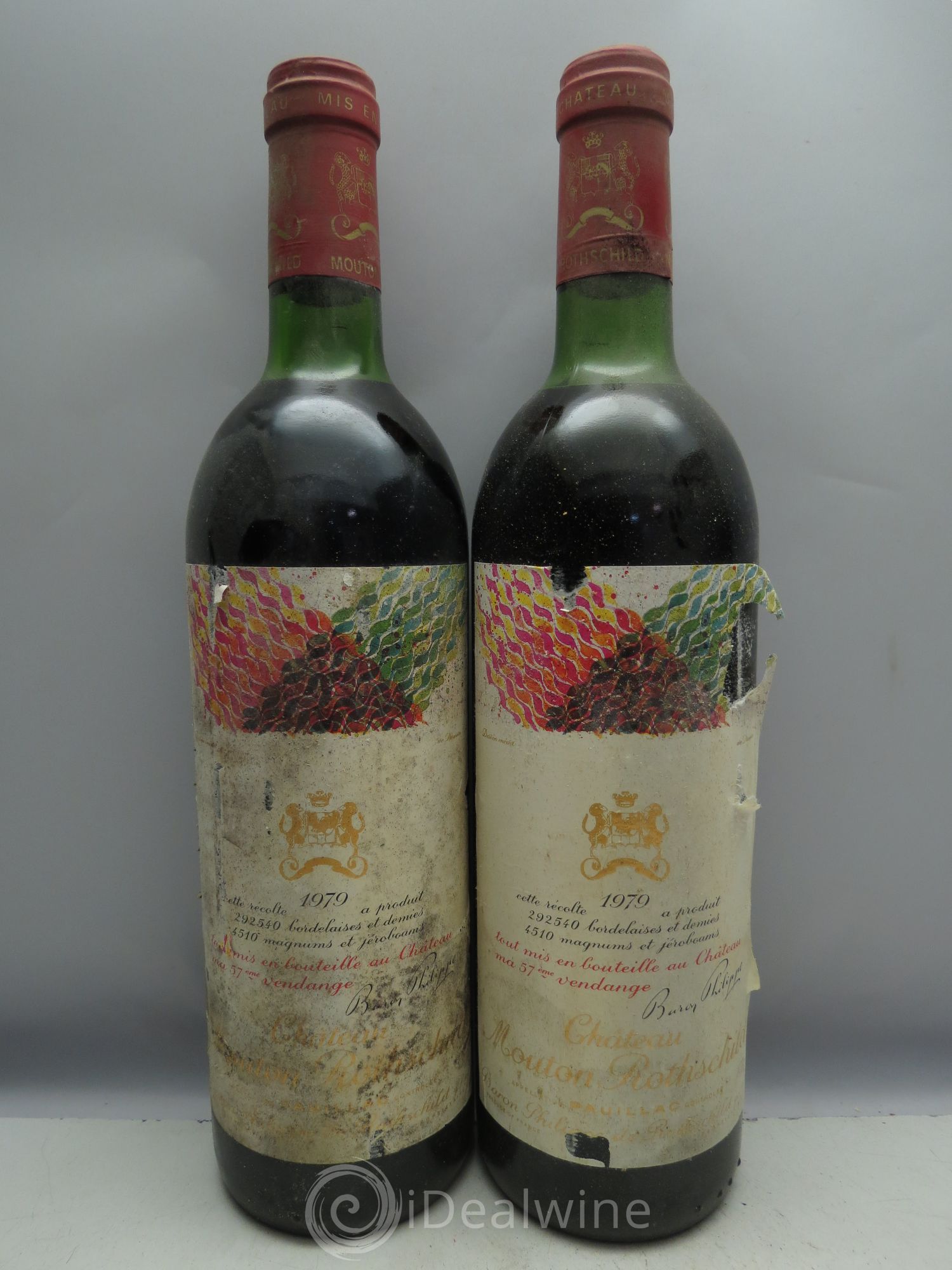 Château Mouton Rothschild 1er Grand Cru Classé (CB sans couvercle)(1 mi-epaule) 1979 - Posten von 12 Flaschen - 4
