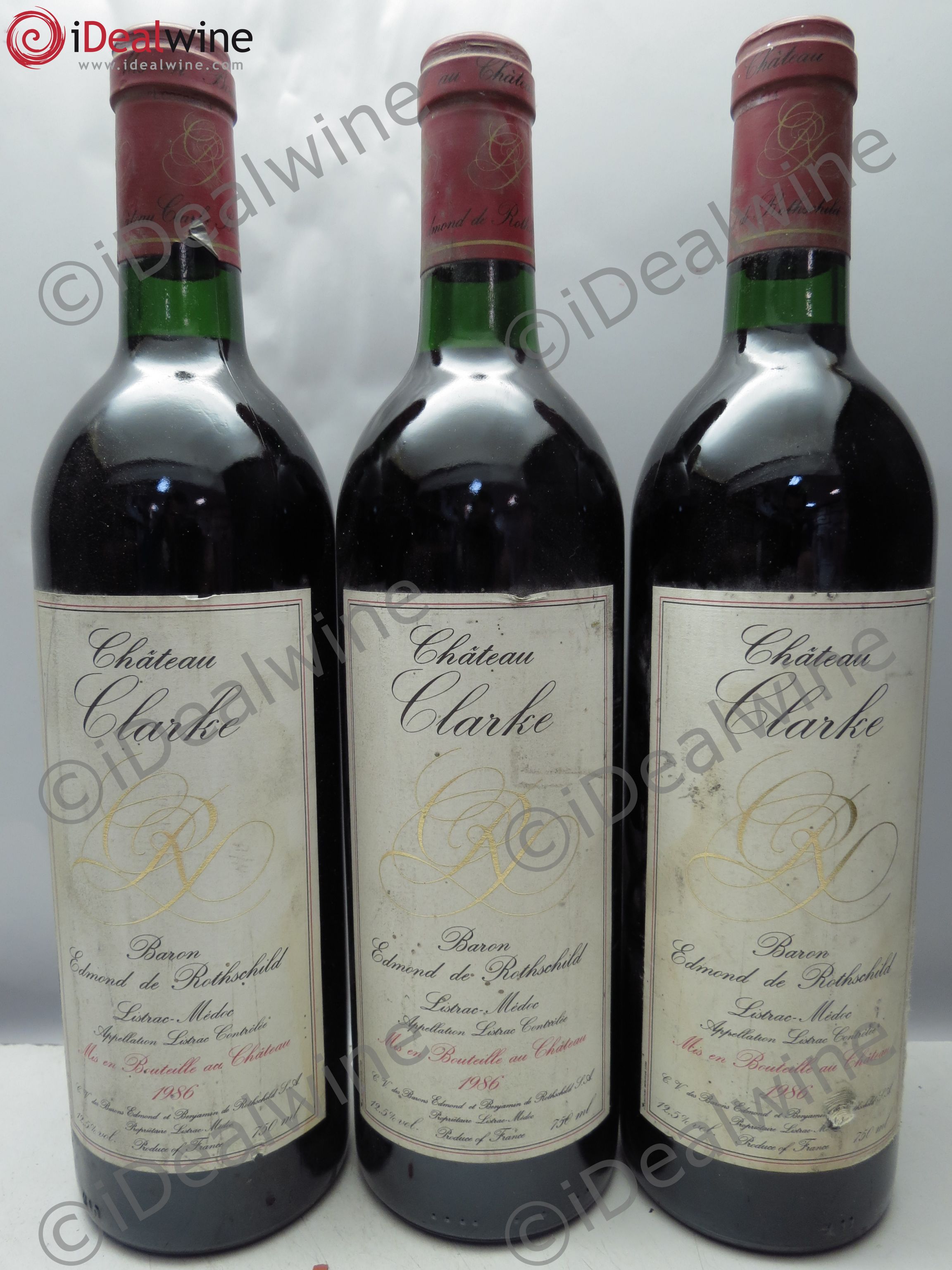 Château Clarke 1986 - Lot de 3 bouteilles - 0