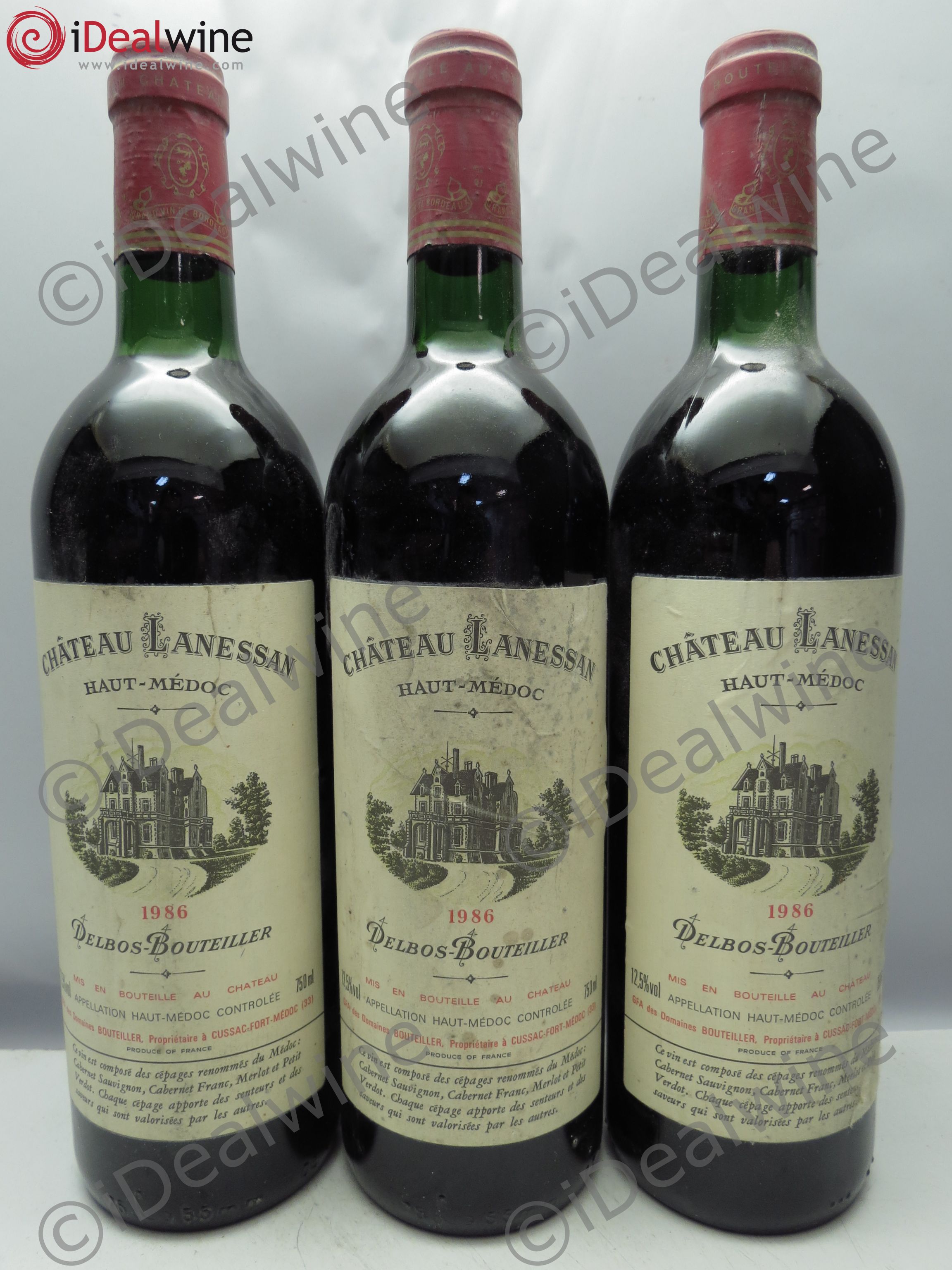 Château Lanessan Cru Bourgeois 1986 - Lot de 3 bouteilles - 0