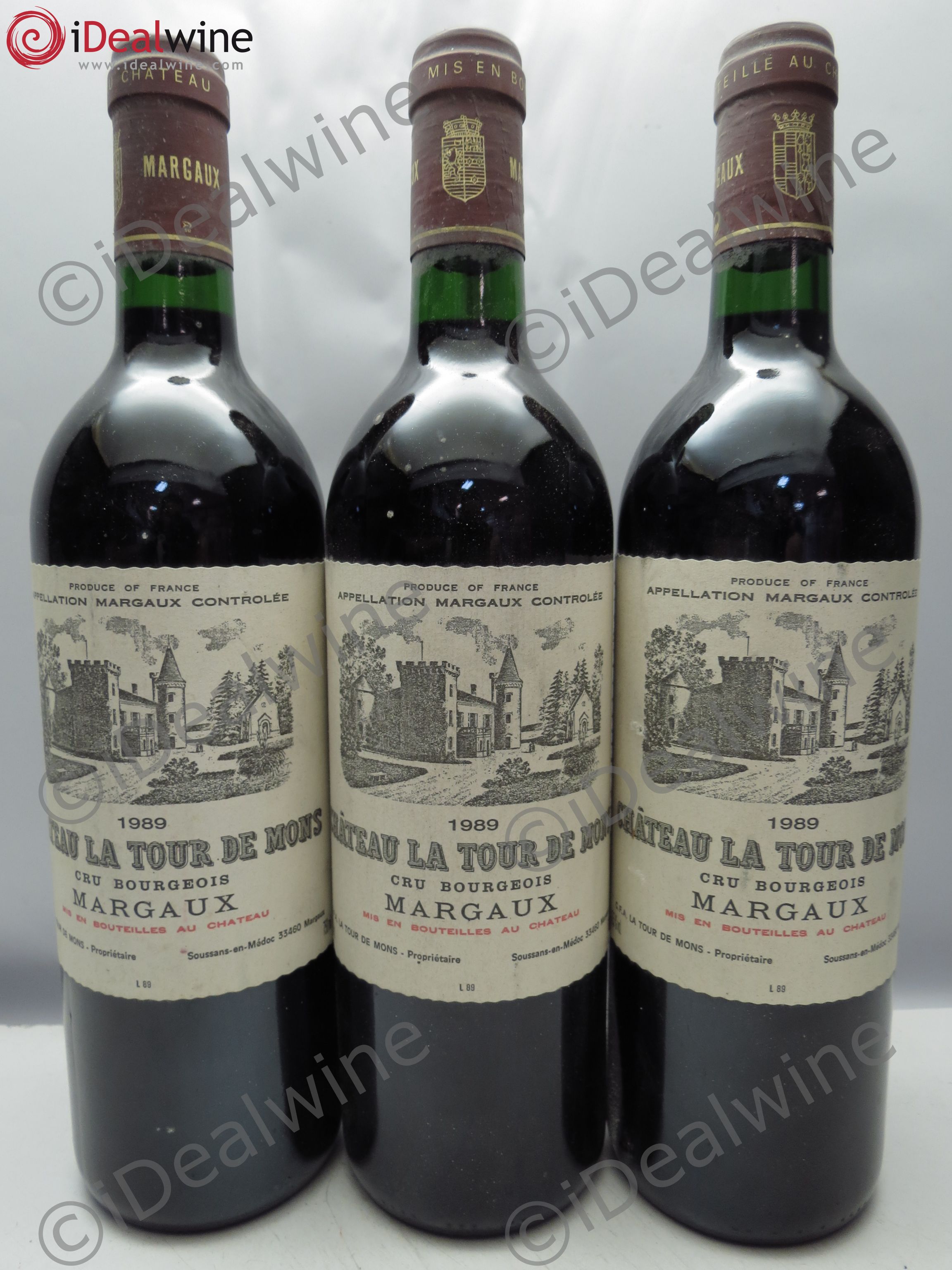 Château la Tour de Mons Cru Bourgeois 1989 - Lot de 3 bouteilles - 0