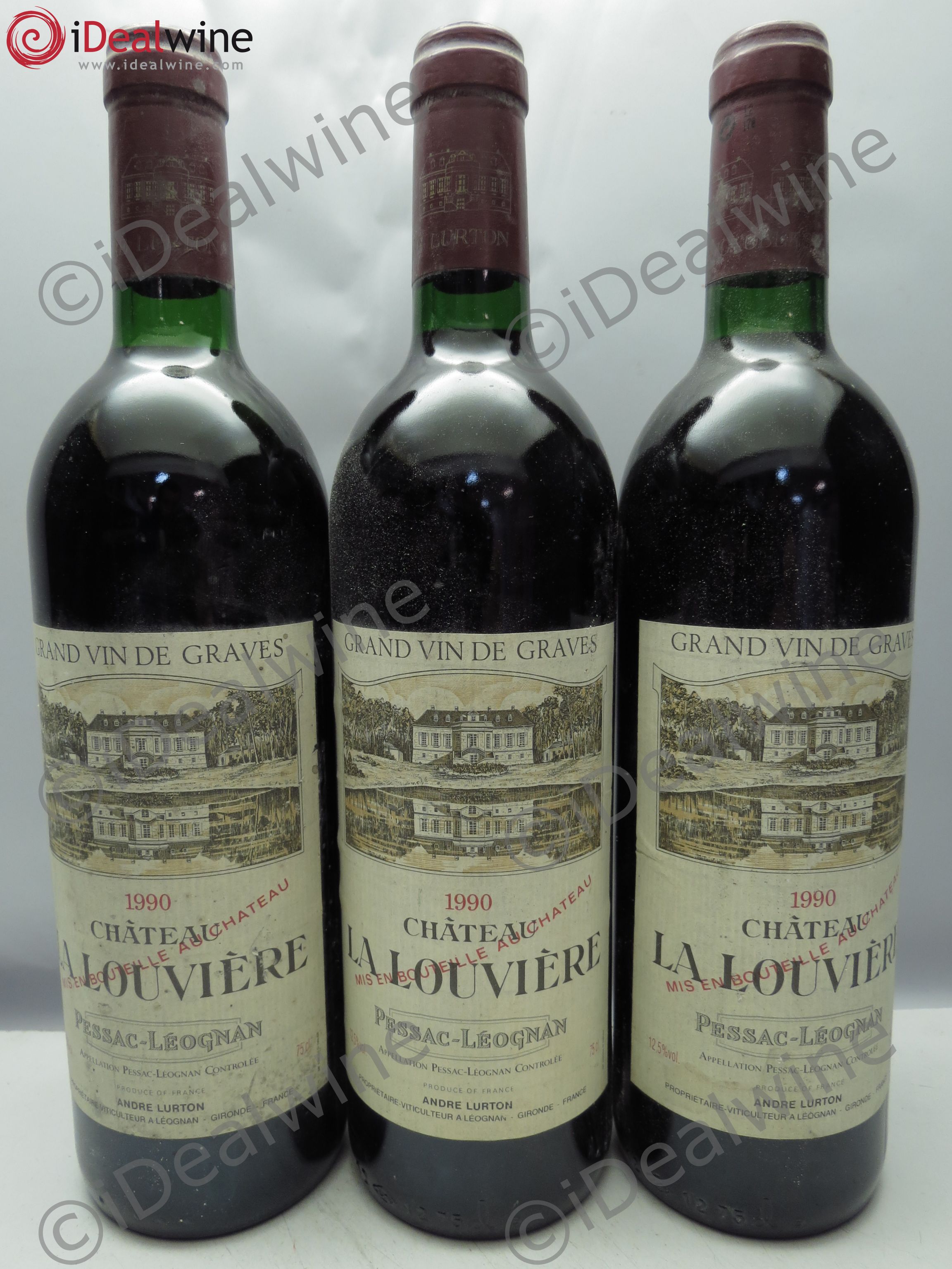Château la Louvière 1990 - Lot de 3 bouteilles - 0