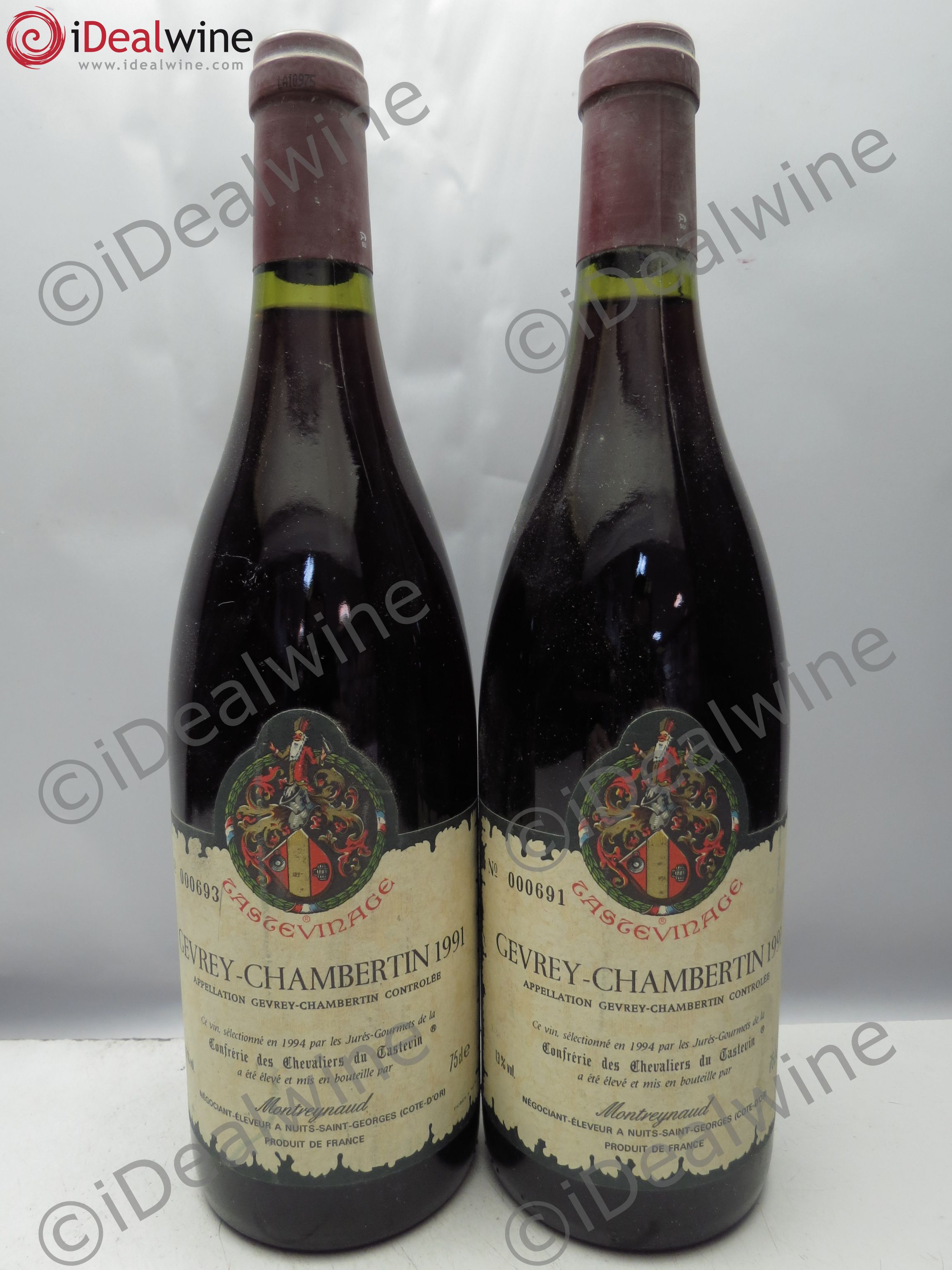 Gevrey-Chambertin Montreynaud Tastevinage 1991 - Posten von 2 Flaschen - 0