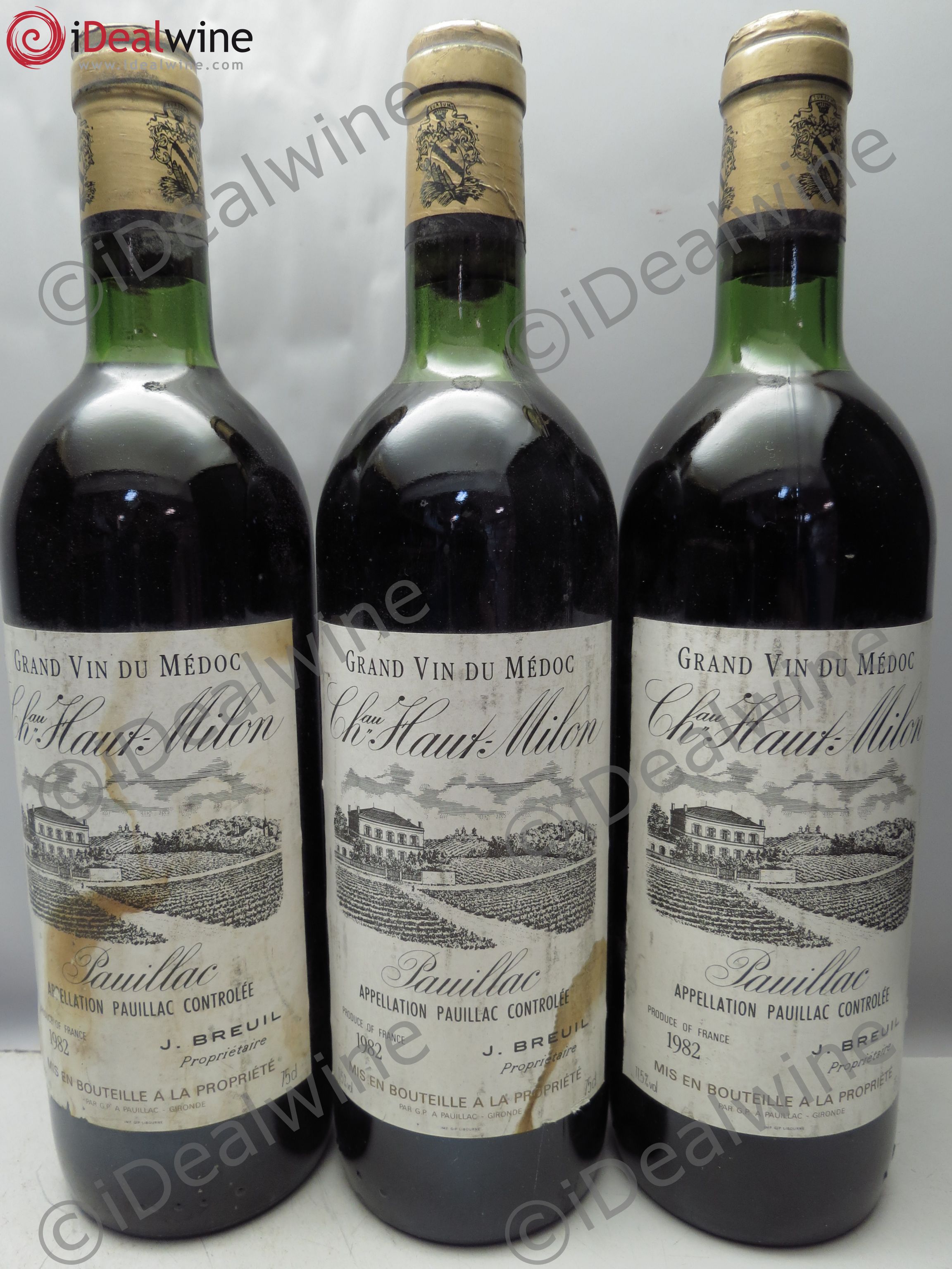 Pauillac Château Haut Milon 1982 - Lot de 3 bouteilles - 0