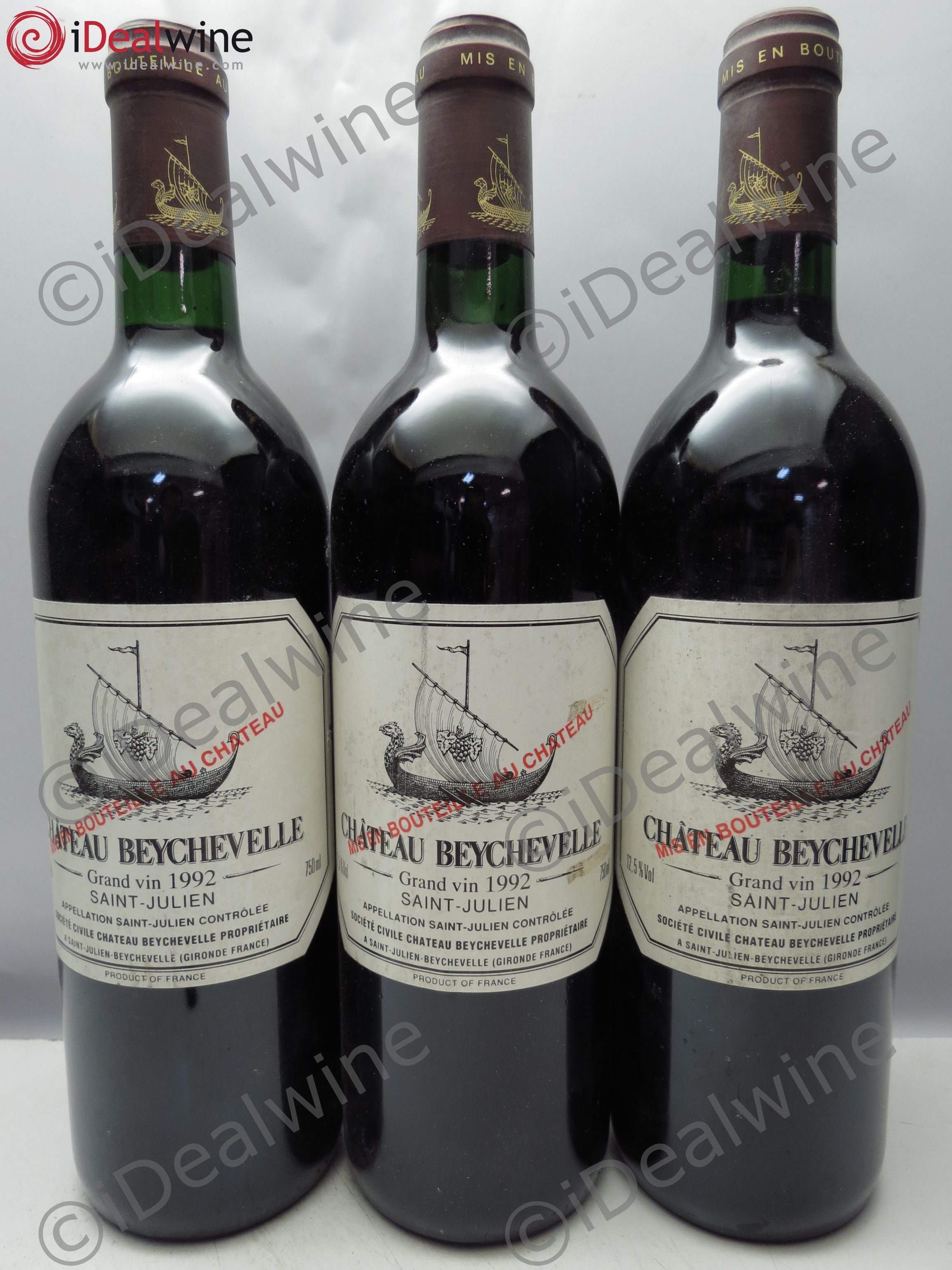 Château Beychevelle 4ème Grand Cru Classé 1992 - Lot de 3 bouteilles - 0