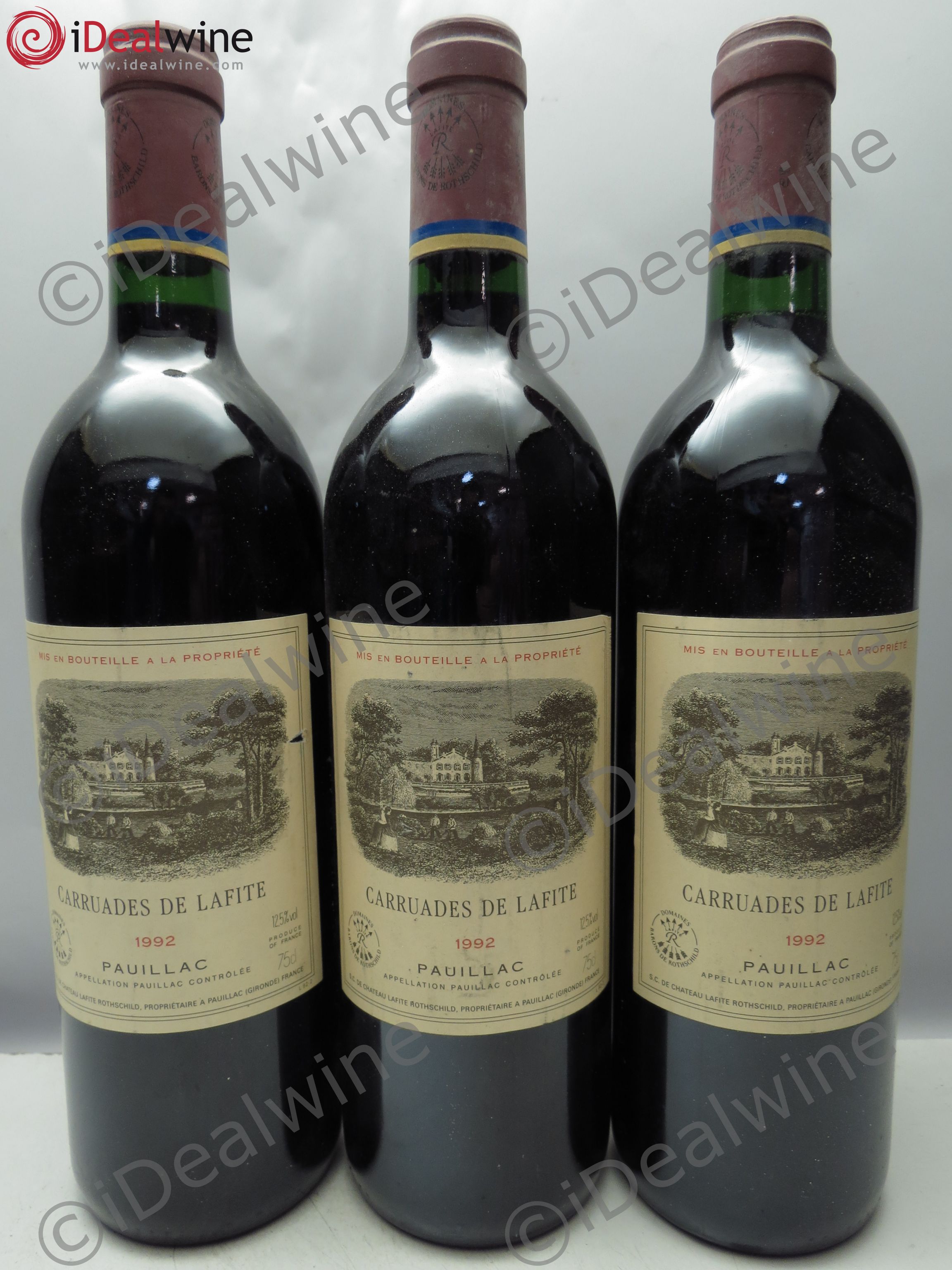Carruades de Lafite Rothschild Second Vin 1992 - Lot de 3 bouteilles - 0