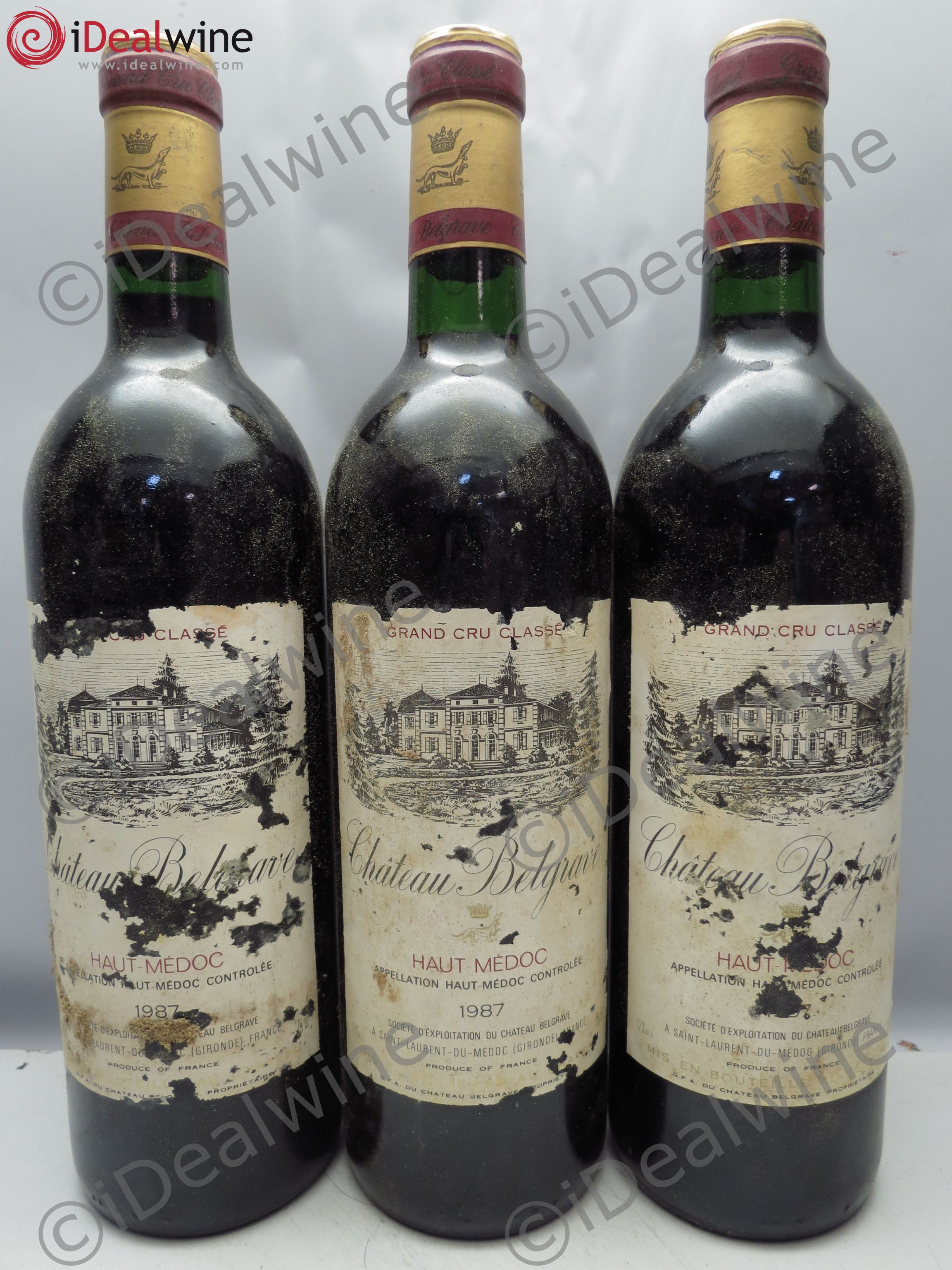 Château Belgrave 5ème Grand Cru Classé 1987 - Lot de 3 bouteilles - 0