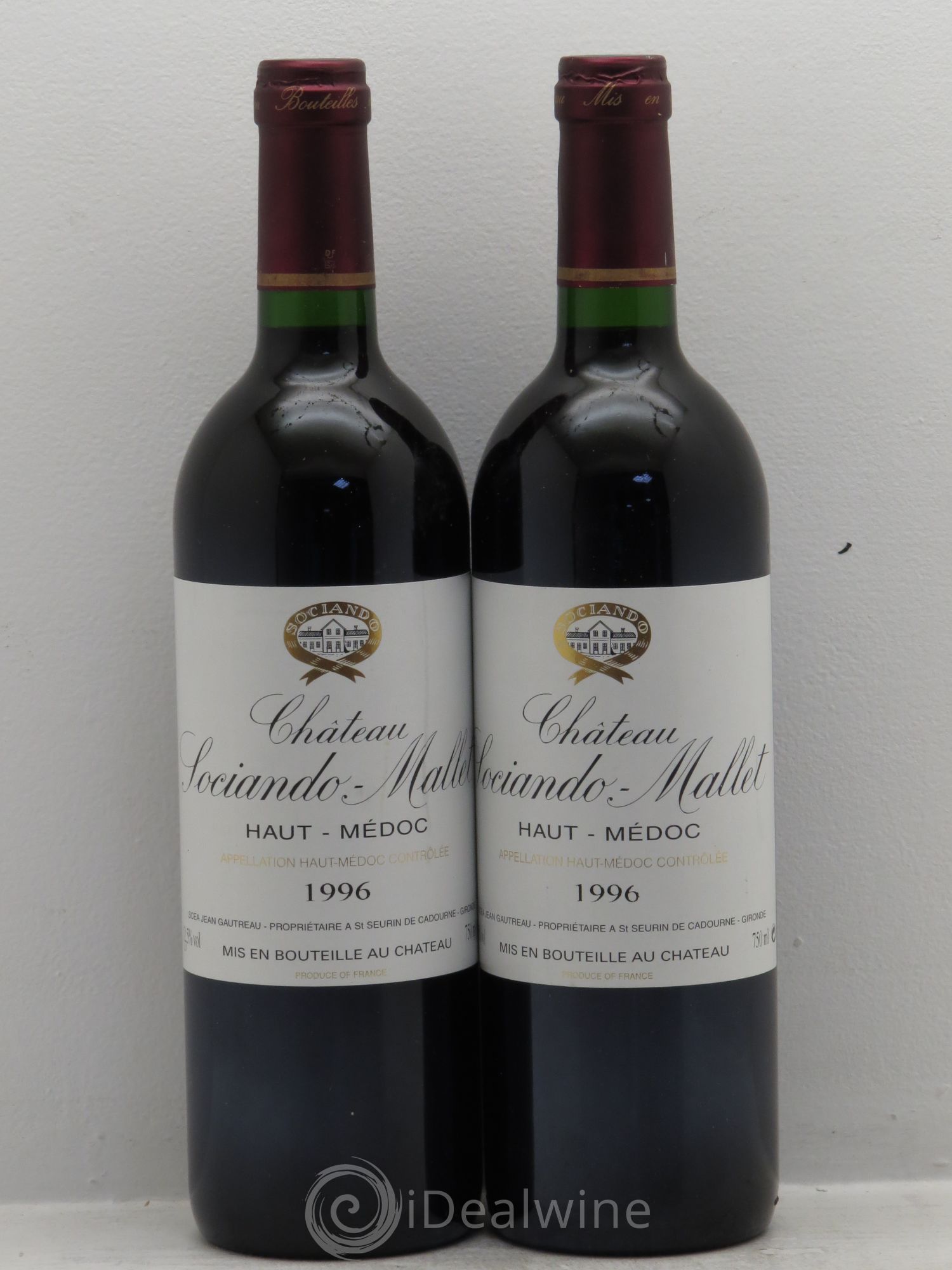 Château Sociando Mallet 1996 - Lot de 2 bouteilles - 0