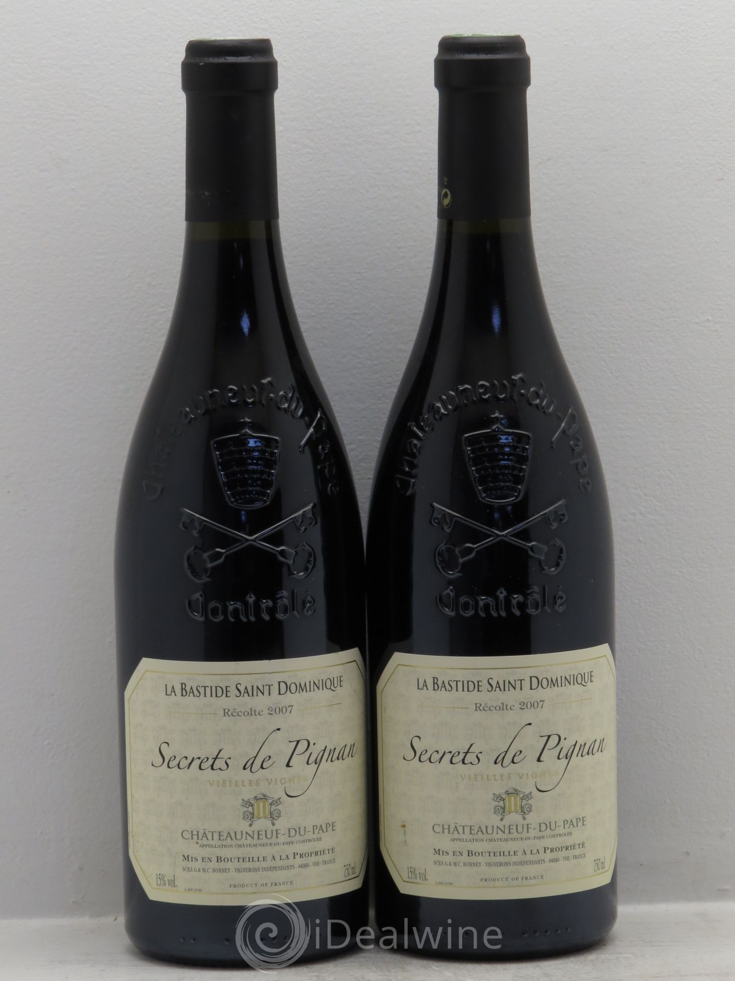 Châteauneuf-du-Pape Cuvée Pignan -Vieilles vignes -Domaine de la Bastide Saint Dominique 2007 - Posten von 2 Flaschen - 0