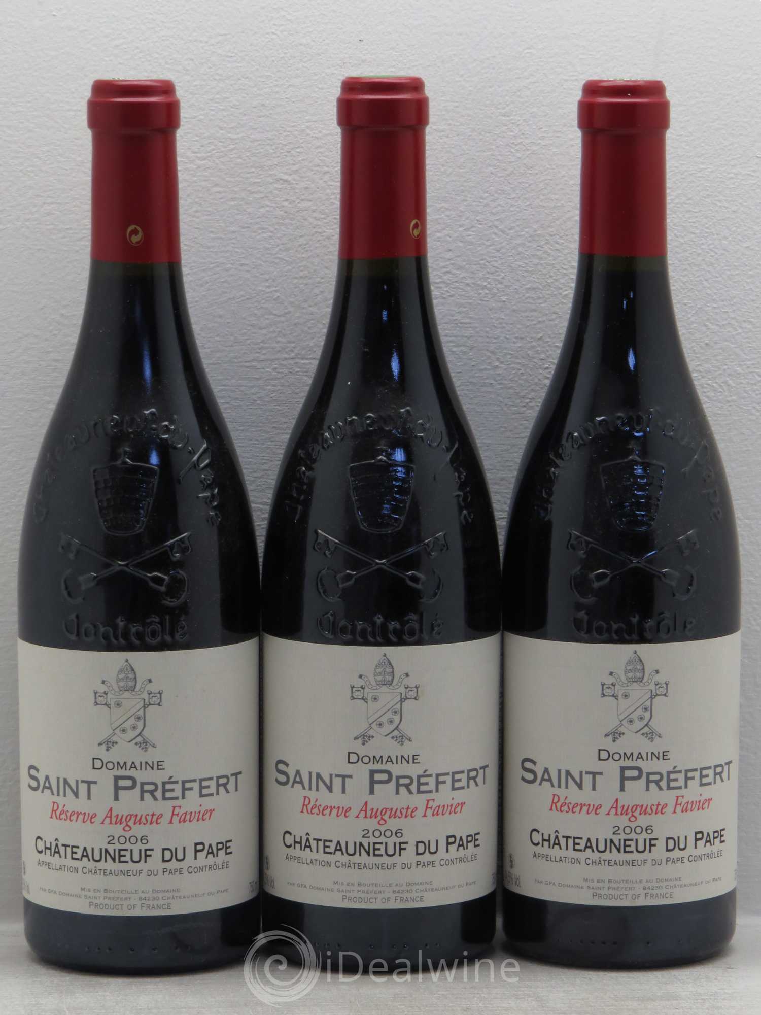Châteauneuf-du-Pape Réserve Auguste Favier Domaine Saint-Préfert 2006 - Lot de 3 bouteilles - 0