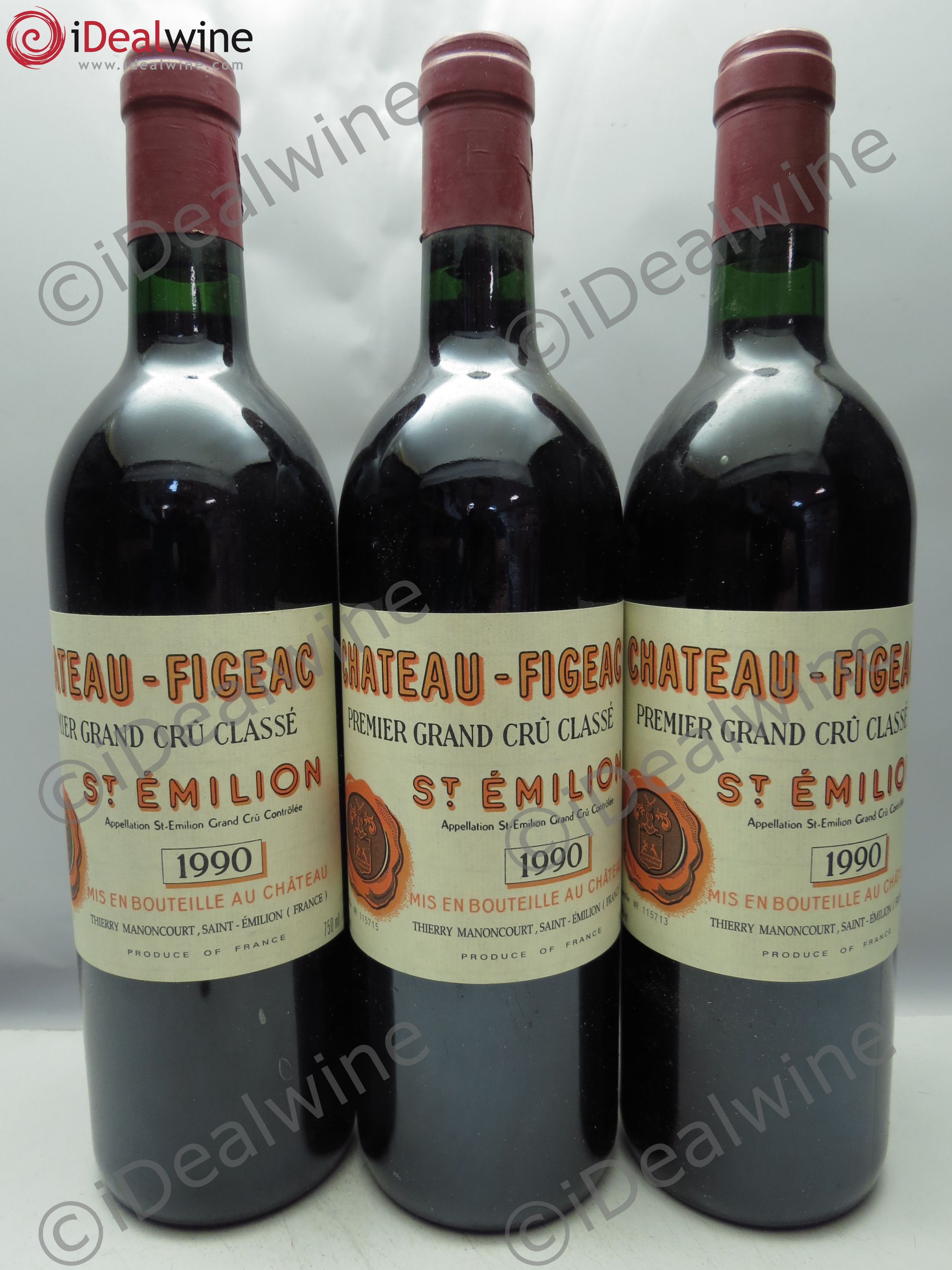 Château Figeac 1er Grand Cru Classé A 1990 - Lot de 3 bouteilles - 0