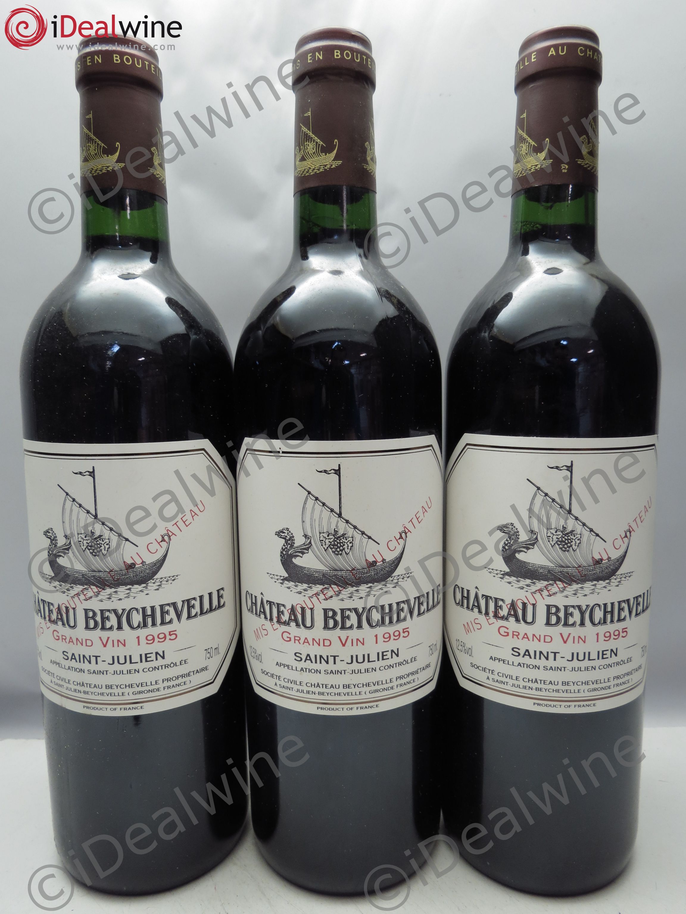 Château Beychevelle 4ème Grand Cru Classé 1995 - Lot de 3 bouteilles - 0