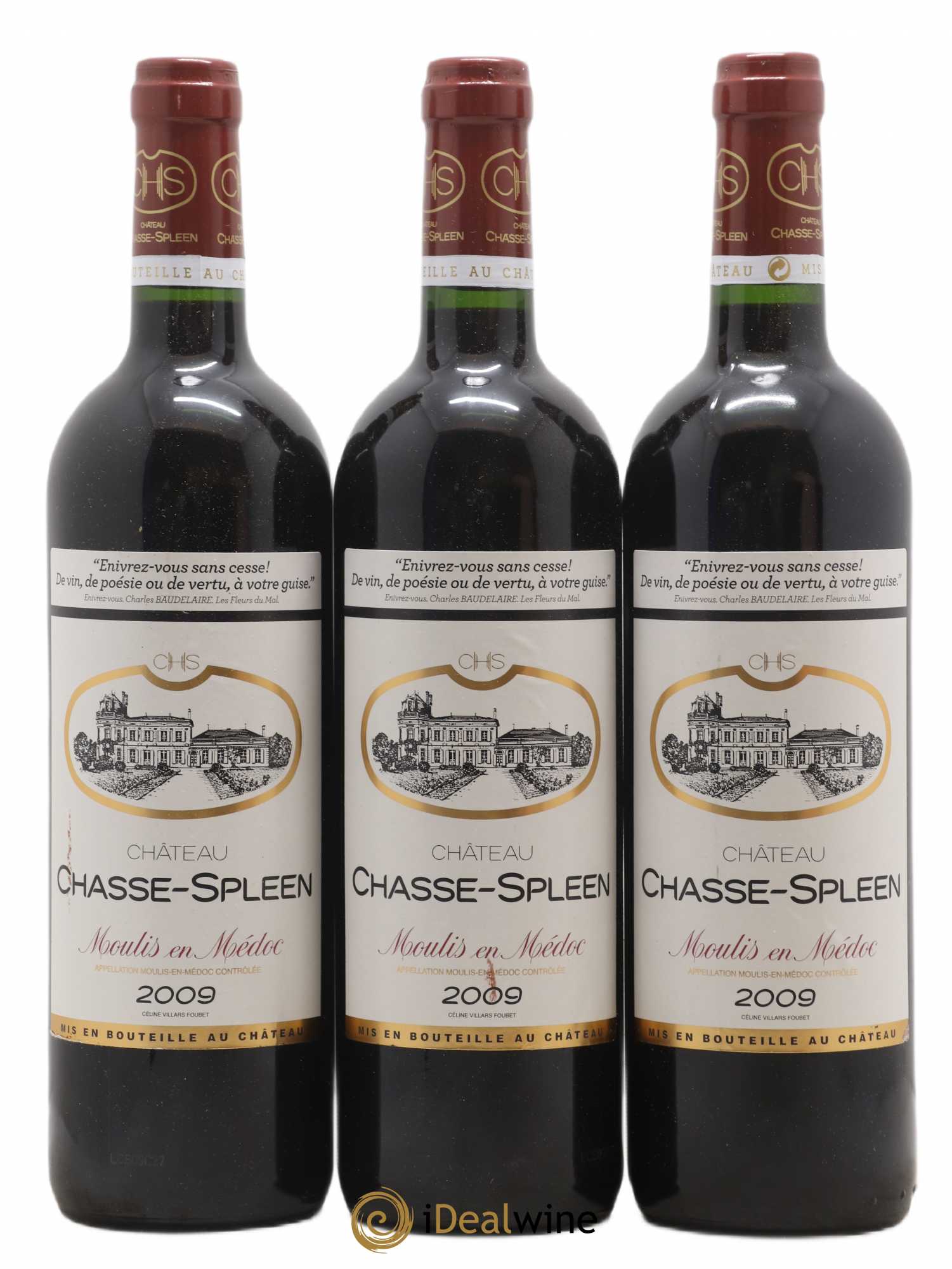 Château Chasse Spleen 2009 - Lot de 3 bouteilles - 0