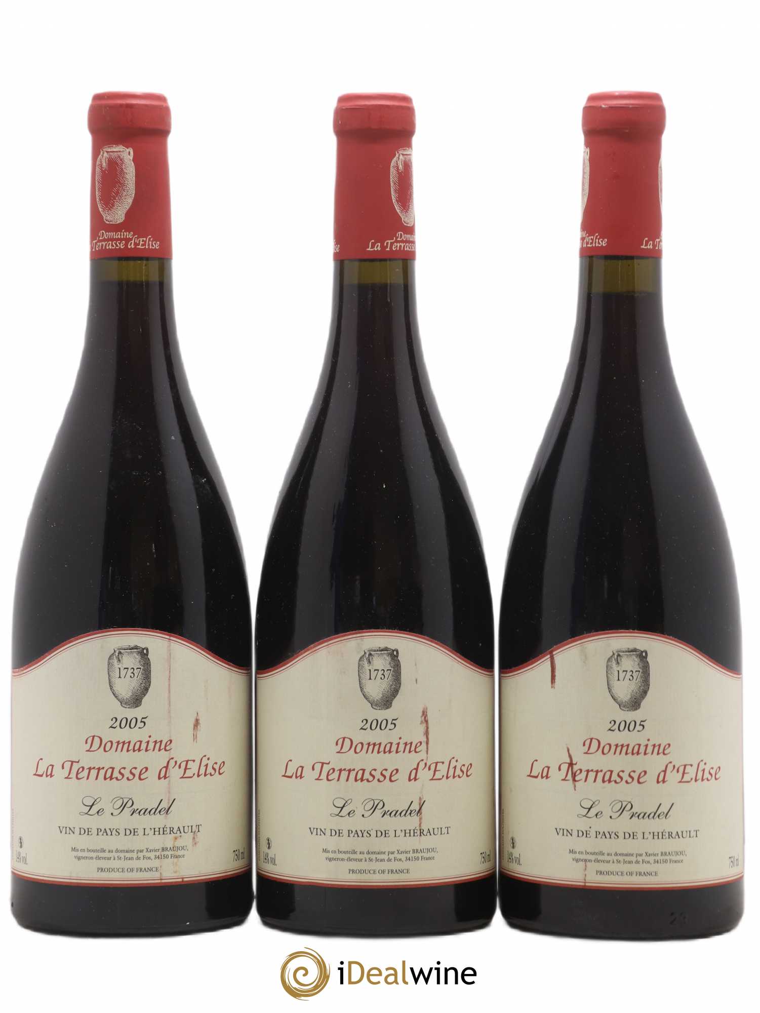 Pays d'Hérault Le Pradel Terrasse d'Elise (Domaine de la) 2005 - Lot de 3 bouteilles - 0