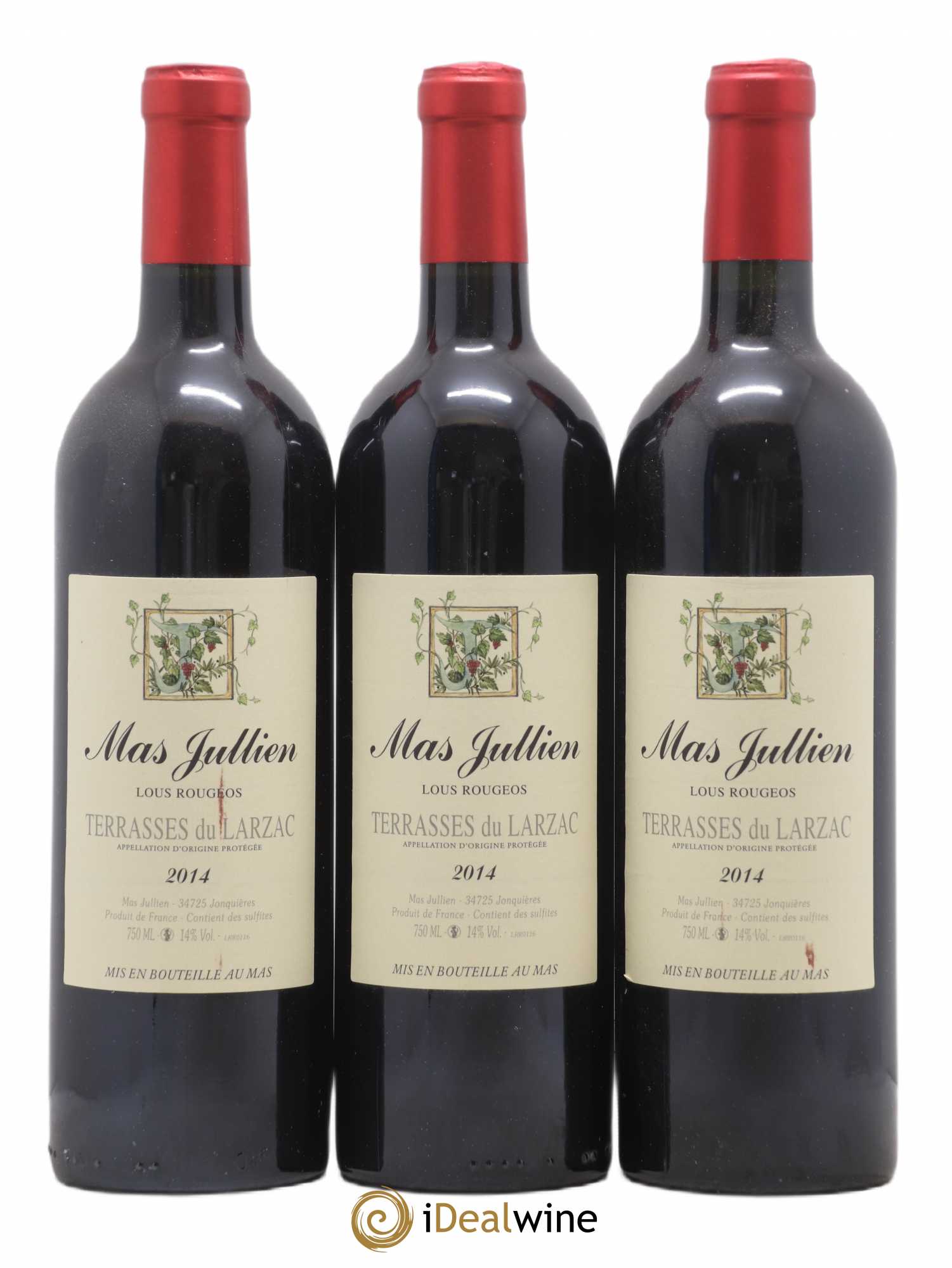 Terrasses du Larzac Mas Jullien Lous Rougeos Olivier Jullien 2014 - Lot de 3 bouteilles - 0