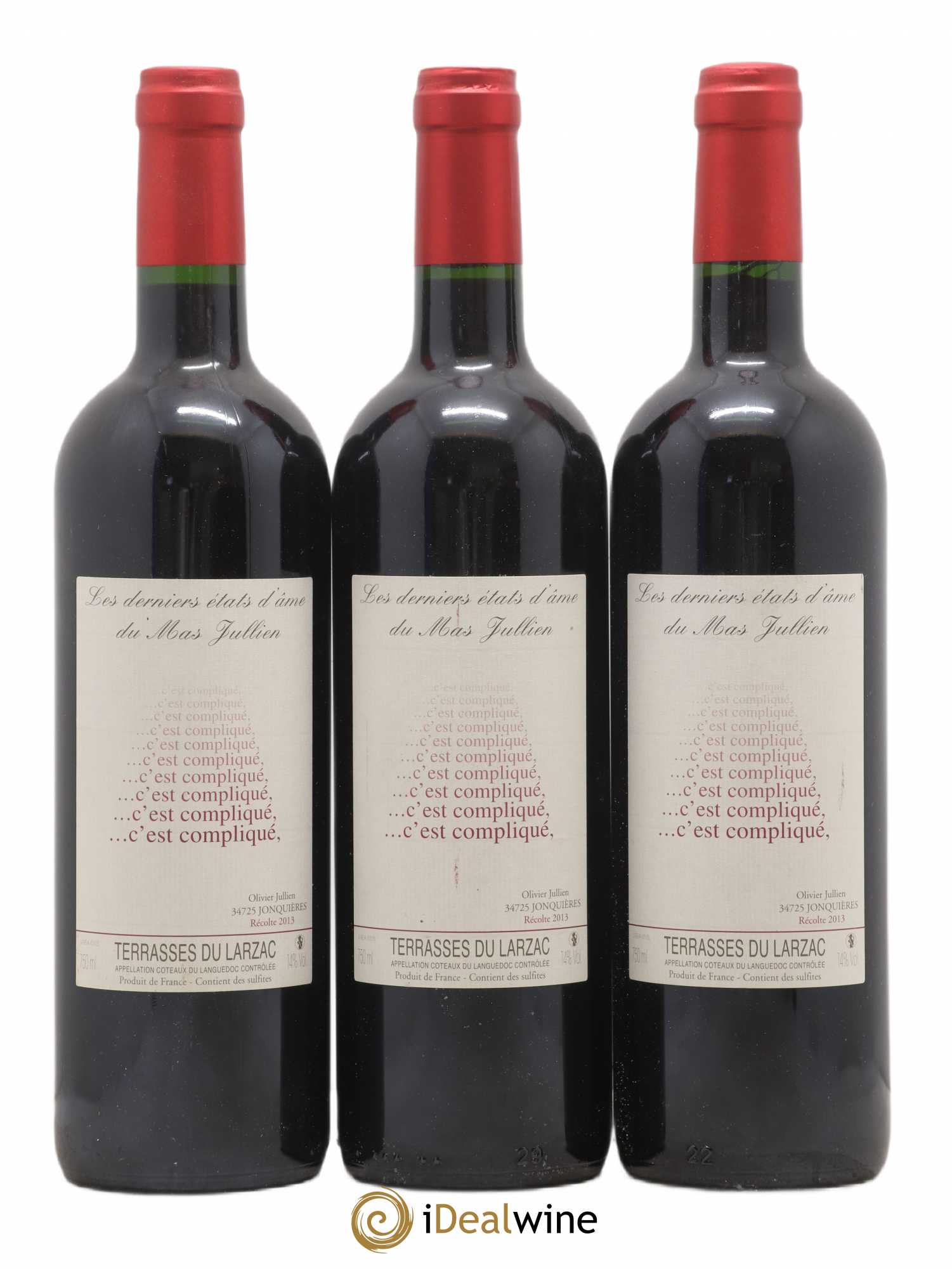 Terrasses du Larzac Mas Jullien Les derniers états d'âme Olivier Jullien 2013 - Lot de 3 bouteilles - 0