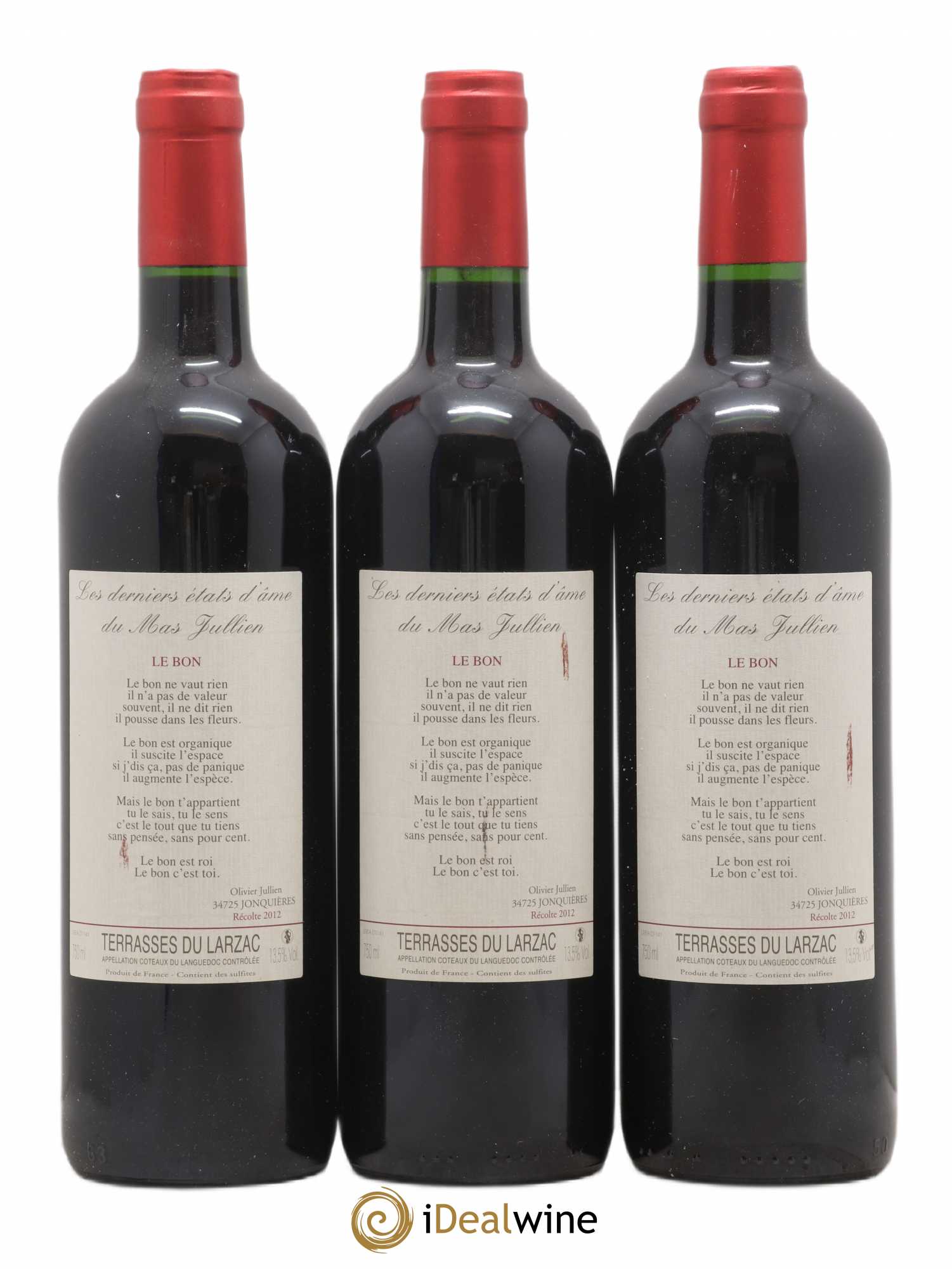 Terrasses du Larzac Mas Jullien Les derniers états d'âme Olivier Jullien Le Bon 2012 - Lot de 3 bouteilles - 0
