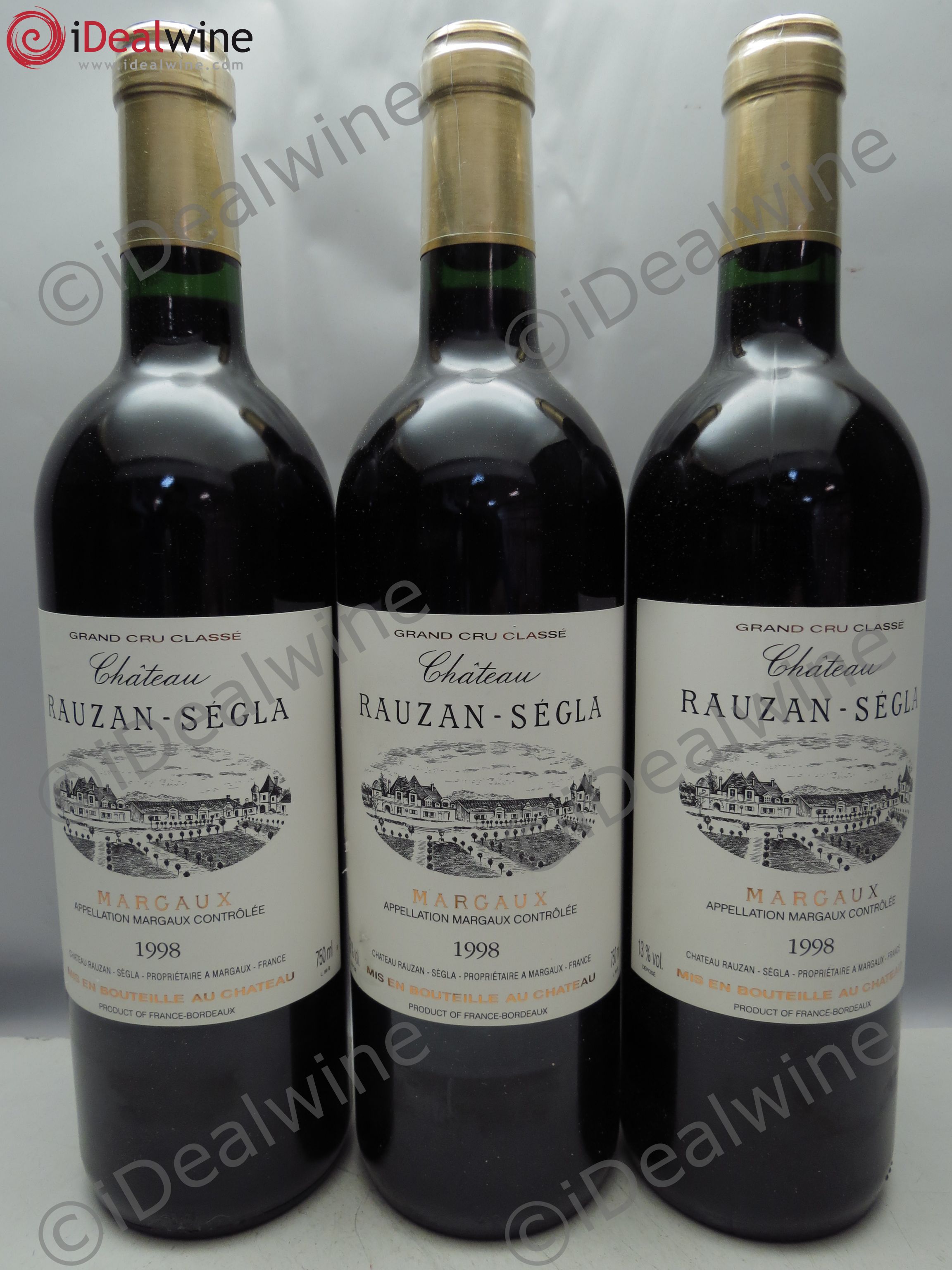 Château Rauzan Ségla Grand Cru Classé 1998 - Posten von 3 Flaschen - 0